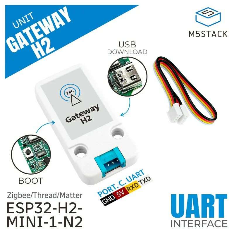 M5Stack ESP32-H2 Thread/Zigbee Gateway Unit, Grove Port C, ZigBee, Thread, and Matter, Integrated IEEE 802.15.4 Technology, UART Communication, Supports Hardware encryption functiona 3