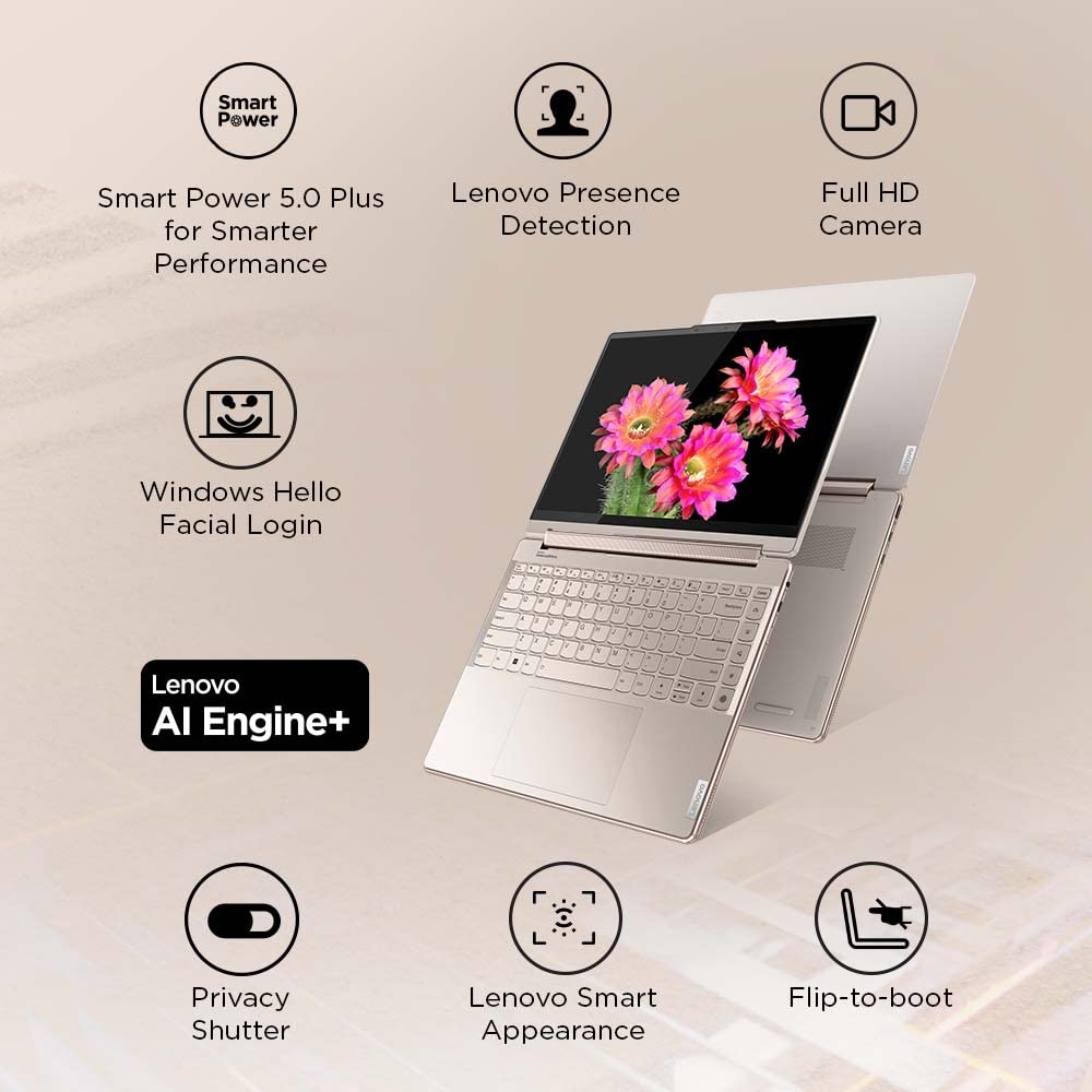Lenovo Yoga 9 13th Gen Intel Evo i7 1360P 14"(35.56cm) 4K OLED 2-in-1 400Nits Laptop (16GB/1TB SSD/Win 11/Office 2021/Backlit KB/Pen 2.0/1Yr Warranty/Alexa/3 Month Game Pass/Oatmeal/1.4Kg) 83B1004XIN 4