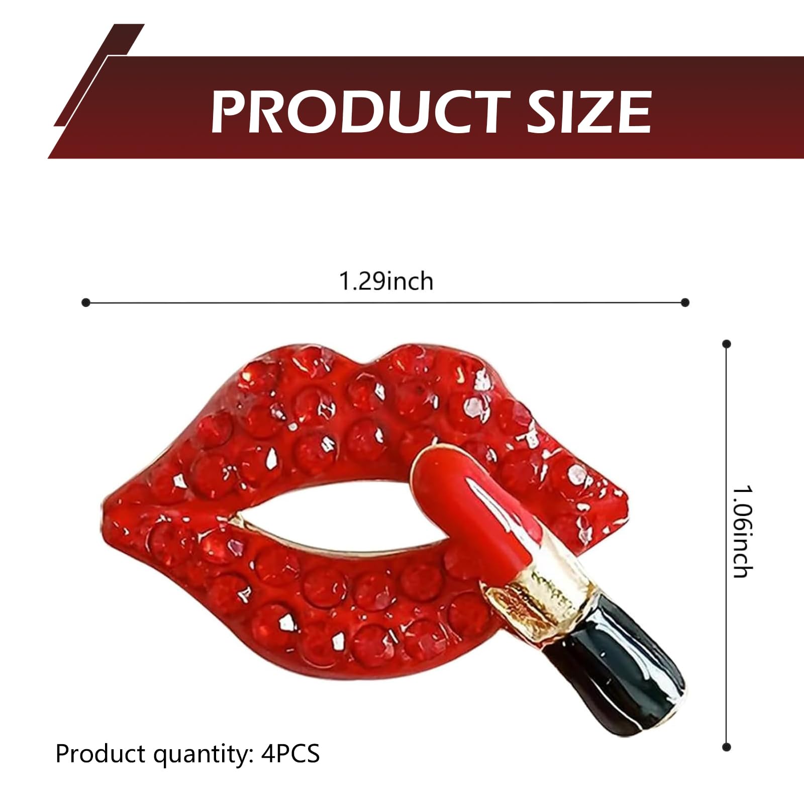 Teybouk 4 PCS Lip Air Vent Clips, Bling Car Vent Accessories, Women Auto Decorations, Universal for Most Cars, Trucks, SUVs (Red) 3