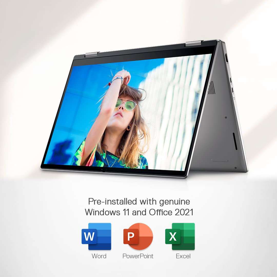 Dell Inspiron 7420 2in1 Laptop,Intel i3-1215U/8GB/512GB SSD/14.0" (35.56Cm) FHD+ Truelife Touch Narrow Border 250 nits Active Pen/Backlit Keyboard + FPR/Windows 11+MSO'21/Platinum Silver/1.57kg 4