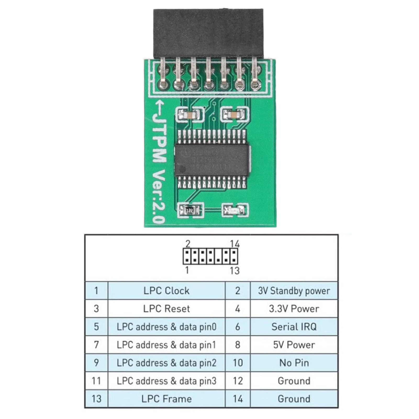 TPM Module MSI TPM 2.0 Module 14 Pin LPC Interface TPM Module Motherboard TPM2.0 Encryption Security Module for Win11 Green 5