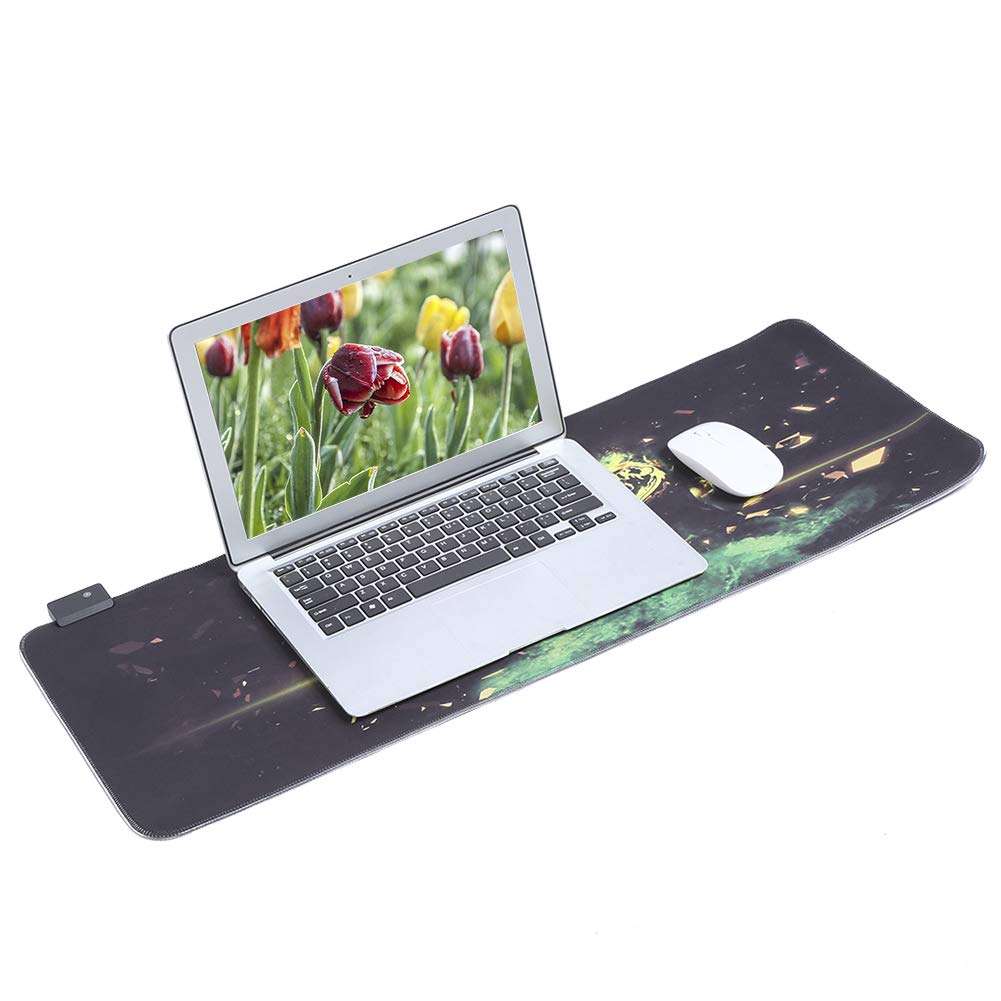 RGB Colorful LED Gaming Mousepad with USB Wired Keyboard Mat for PC Laptop, Luminous RGB Backlit Mousepad for Smooth Navigation 4