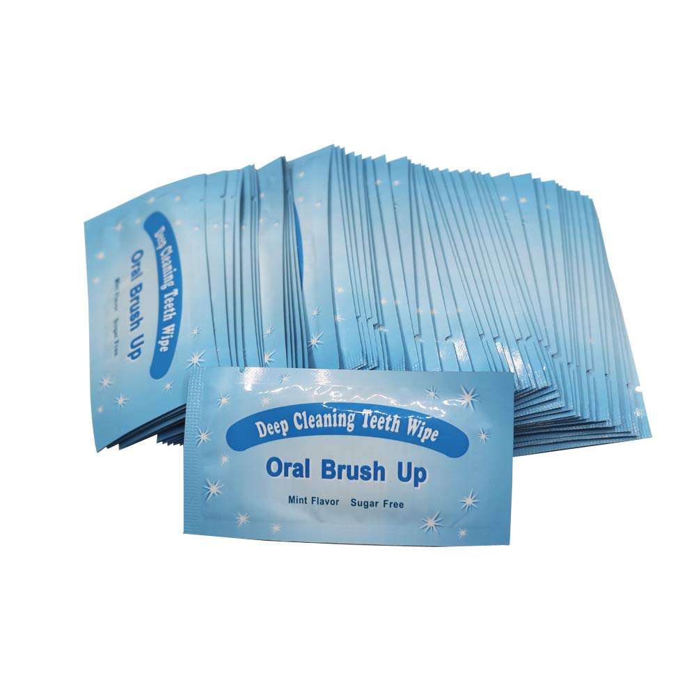50pcs Finger Teeth Wipes Oral Brush Ups Disposable Dental Deeping Cleaning Fresh Breath Mint Flavour 5