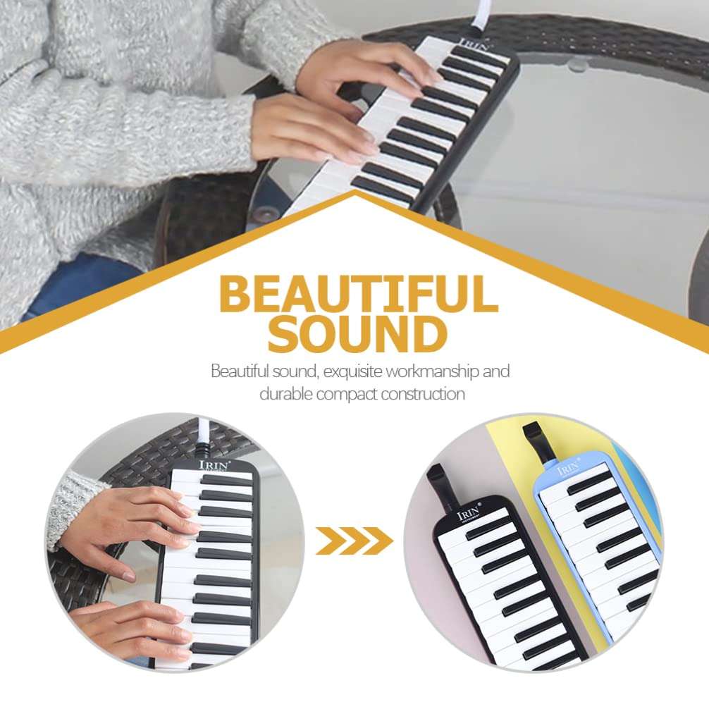 SUPVOX 32 Key Melodica Instrument Air Piano Keyboard Soprano Melodica with Mouthpieces Tube for Kids Beginners Adults Easter Gift Black 5