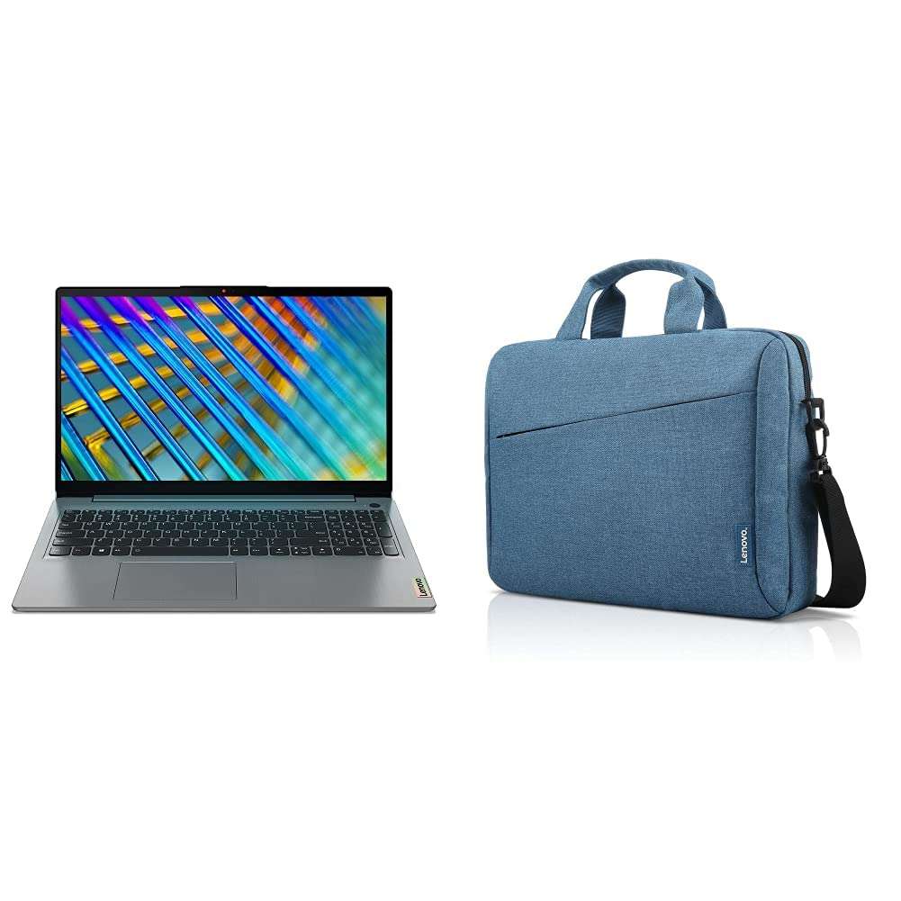 Lenovo IdeaPad Slim 3 2021 11th Gen Intel Core i5 15.6" (39.62cm) FHD Thin & Light Laptop (8GB/256GB SSD/Win10/MSO/Backlit Keyboard/2 Yr Warranty/Arctic Grey/1.65Kg), 82H80156IN + 15.6" Briefcase 1