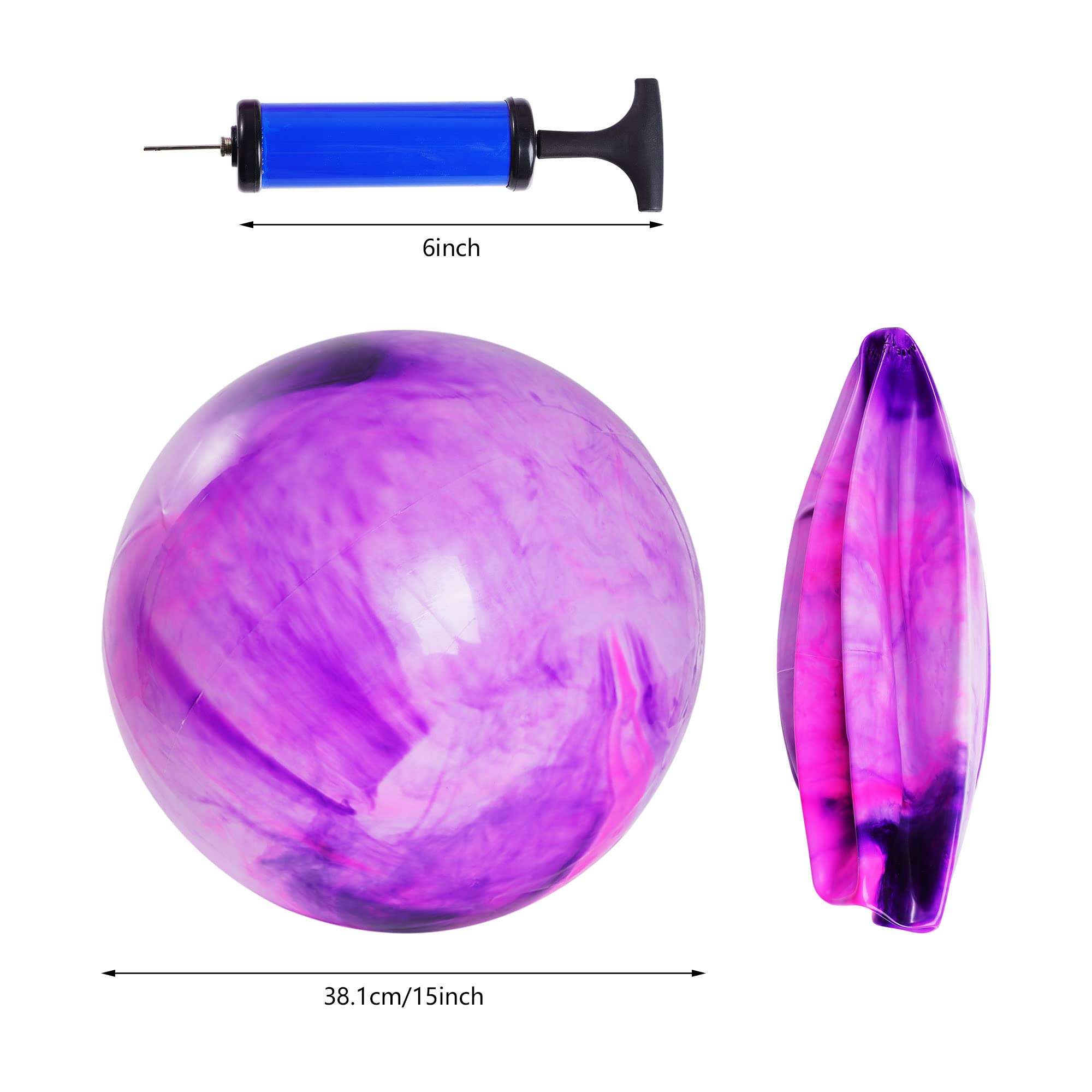 baotongle 2pcs 15 inches Marbleized Bouncy Balls Bouncing Balls with Pump for Pet Outdoor School Water(15inches, Blue and Purple) 3