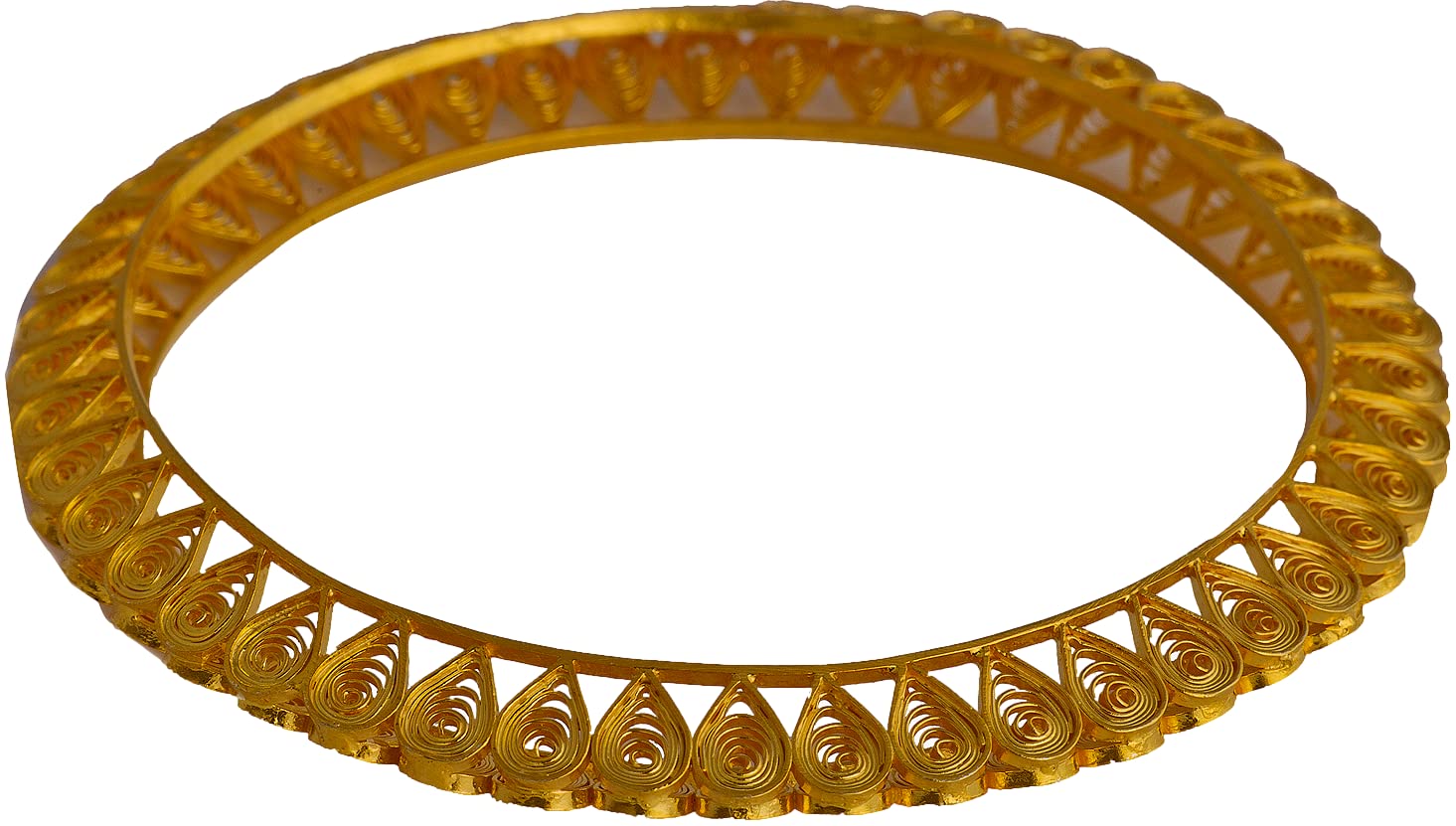 Exotic India Gold Plated Bridal Bangle of Sterling Silver - Sterling Silver