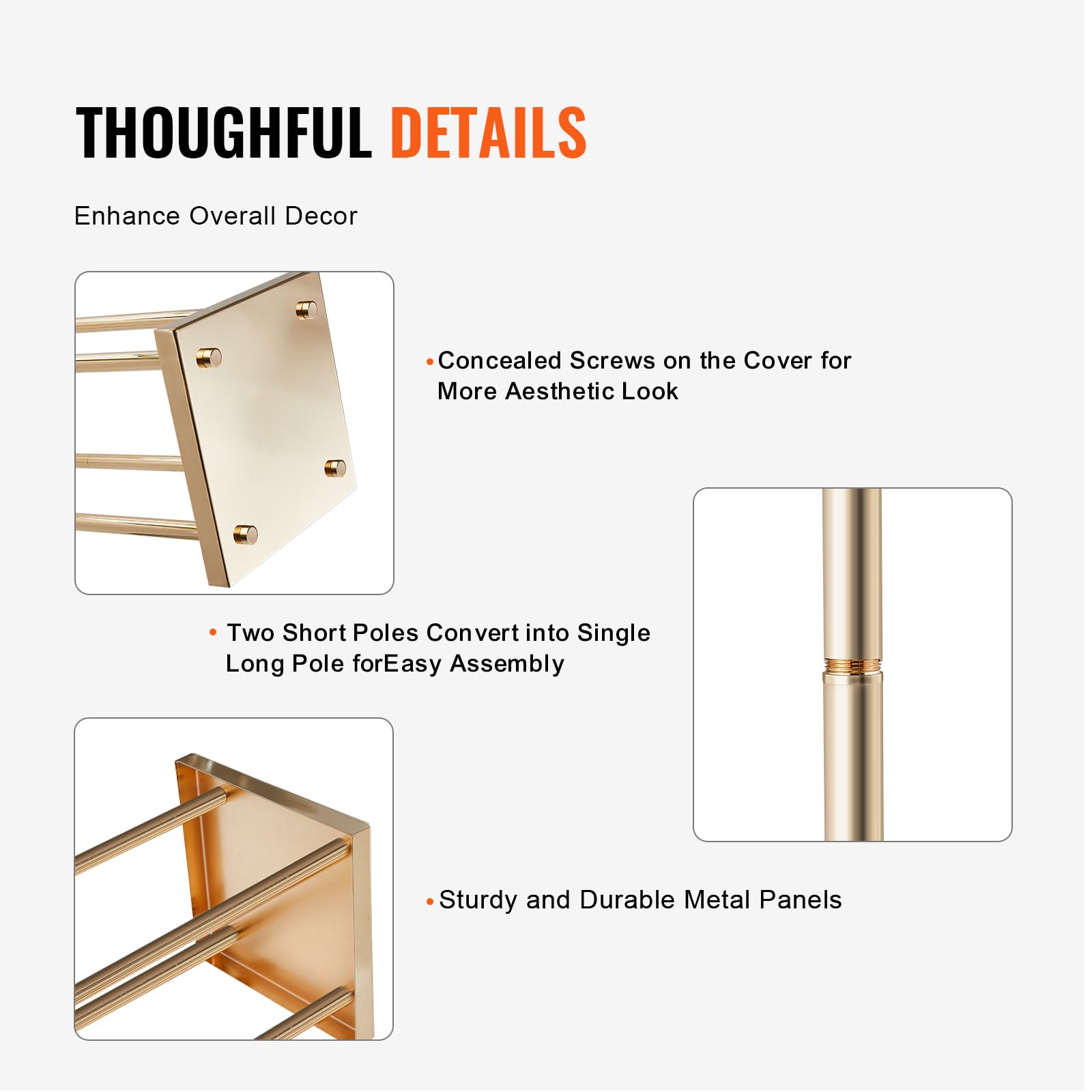 VEVOR 4PCS Gold Metal Column Wedding Flower Stand, 31.5inch High With Metal Laminate, Vase Geometric Centerpiece Stands, Cylindrical Floral Display Rack for Events Reception, Party Road Leads 5