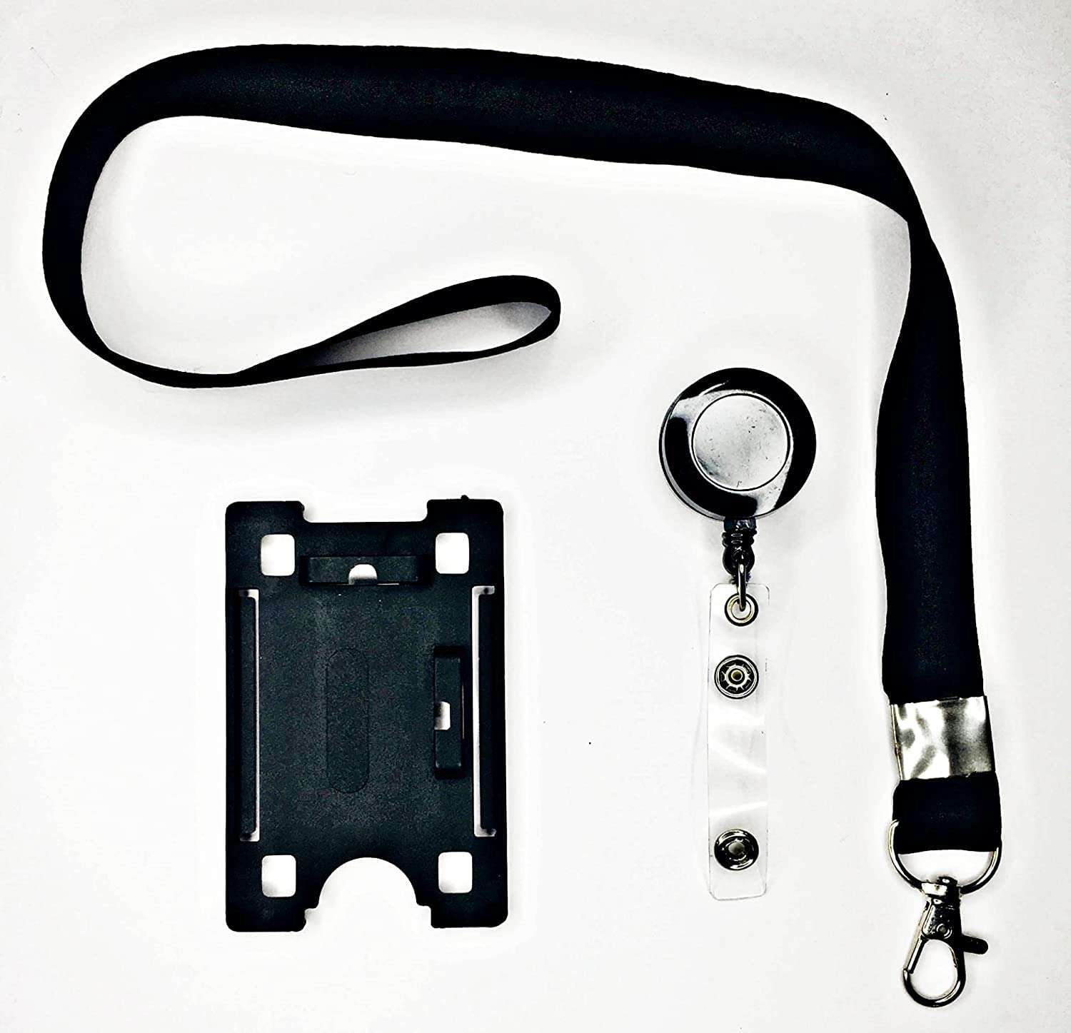 Dey 's Stationery Store Black id Card Badge Holder with Round yoyo Reel and Lanyard Combo (Set of 1) (10) 1