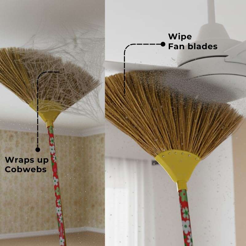 Burma Broom, Less Dust, Wooden Broomstick Jhadu for Home Cleaning with Long Handle (1) 6