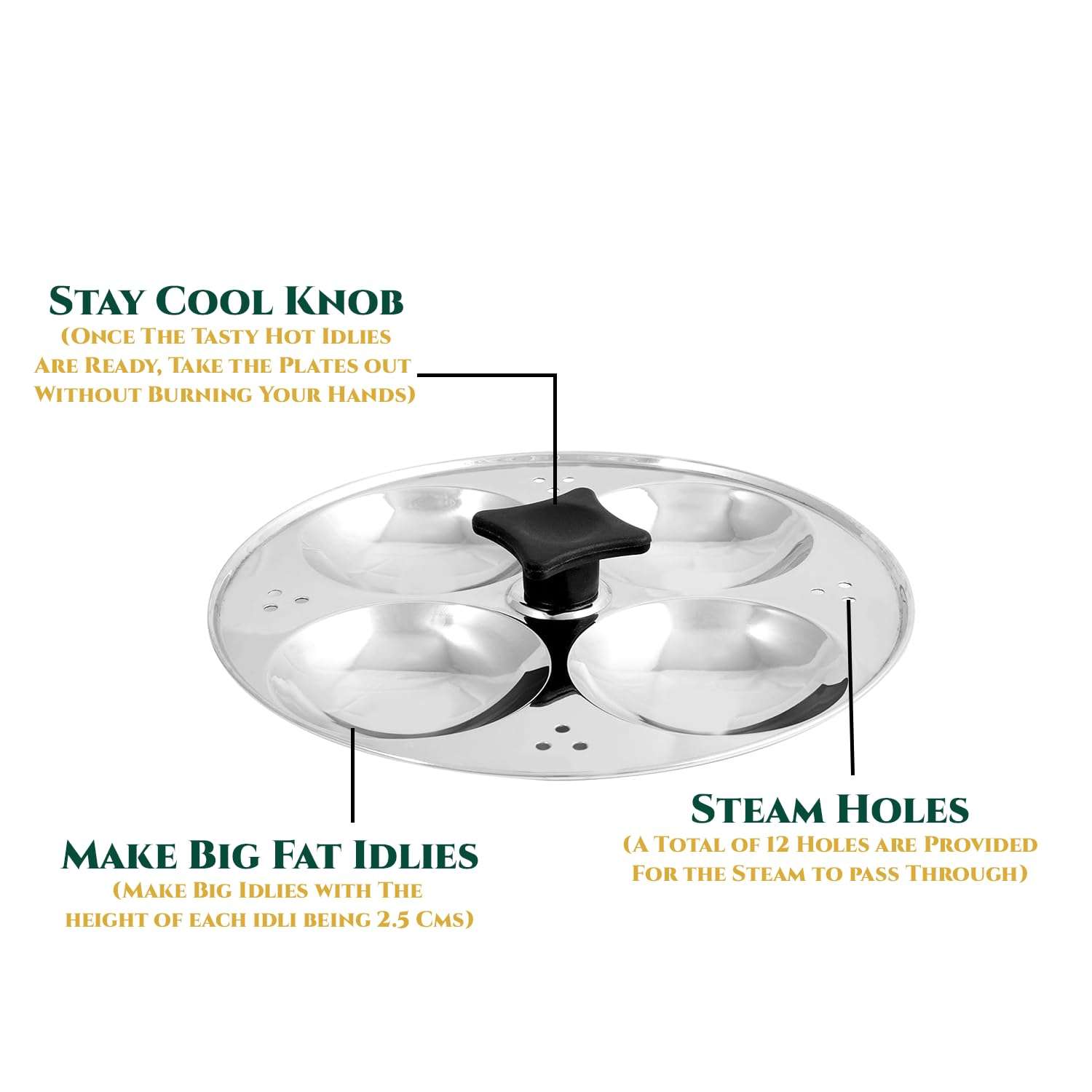 Fortuna Stainless Steel Multi Purpose Kadai with Steel Lid, Idli Maker Steel 2 Idli Plate 8 Cavity Idli Cooker Stainless Steel Idly Pot 5