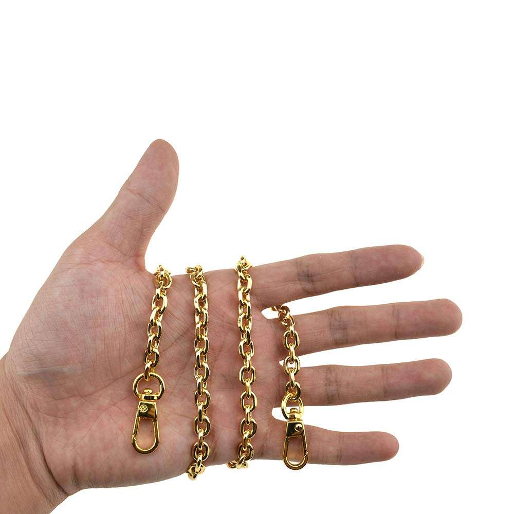 HAHIYO Mini Pochette Purse Chain Strap Thin Wide 6mm for LV Length 23.6 inches Thick 2mm Shiny Yellow Gold for Shoulder Cross Body Sling Handbag Wallet Clutch Comfortable Flat Metal Strap 1 Pack 1