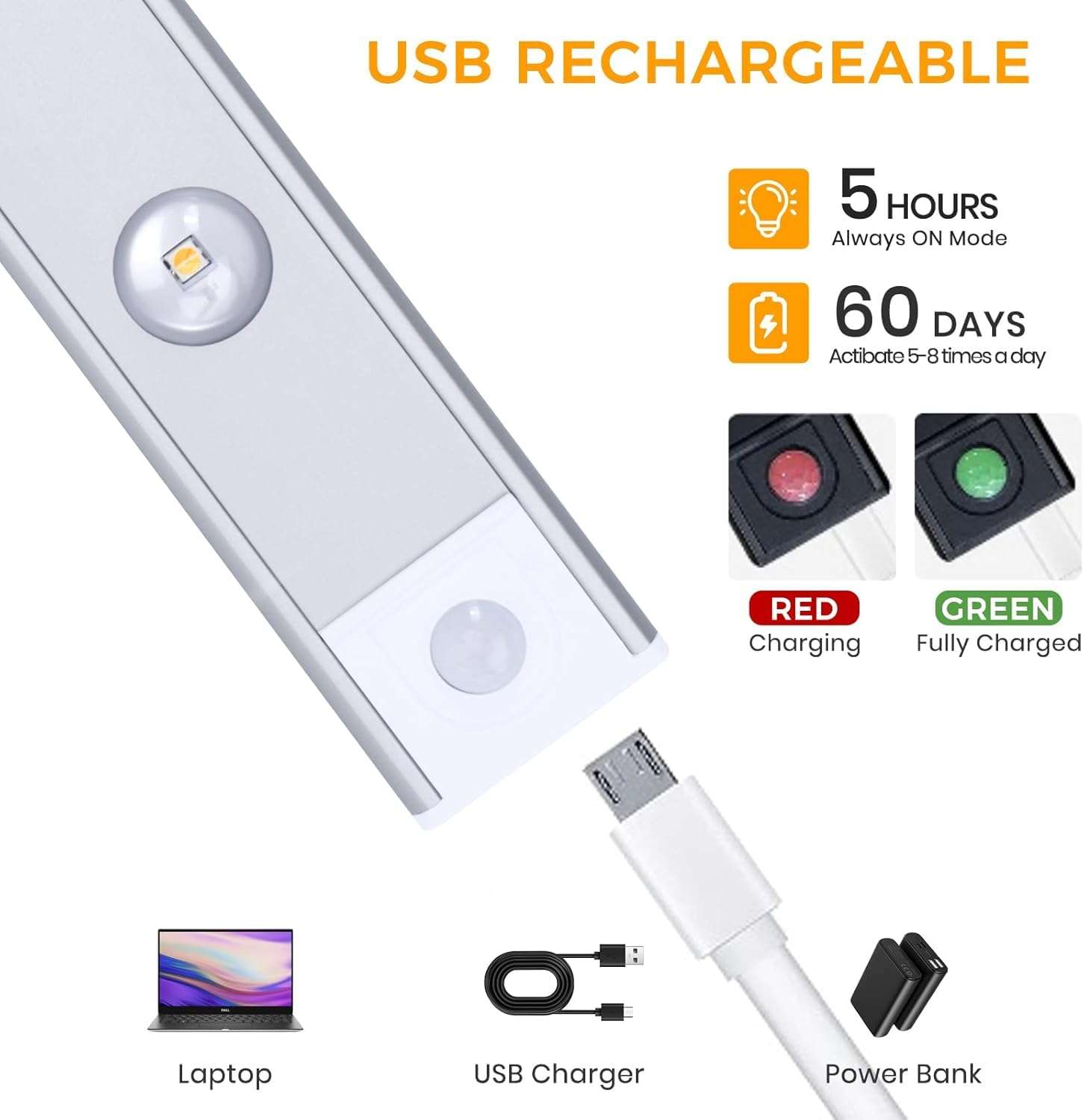 FLYNGO Plastic Motion Sensor Under Cabinet LED Light, 3 Color Modes Closet Light with Stepless Dimming for Under Counter, Kitchen, Cabinet, Wardrobe, Bedroom, Cupboard (40cm White) 6