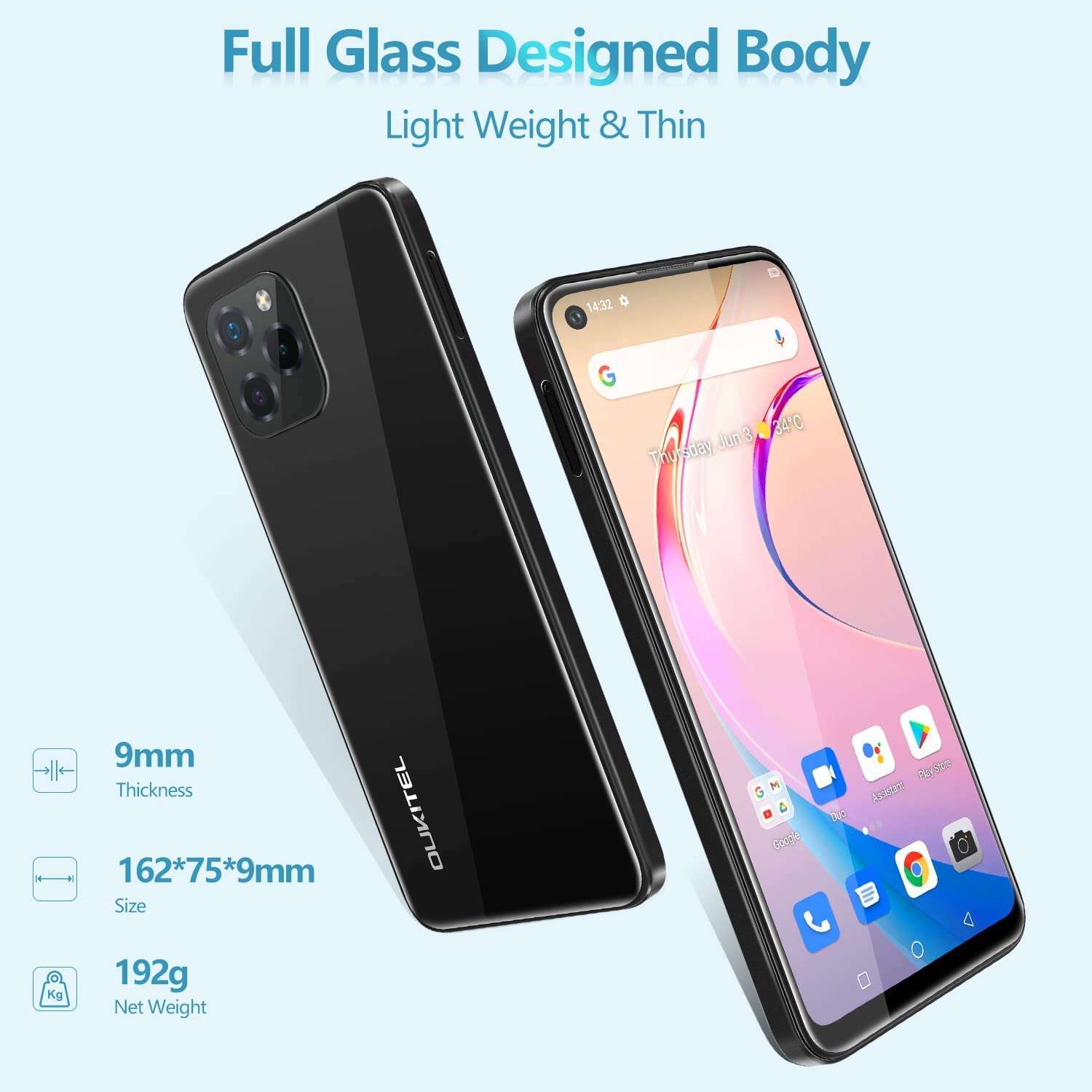 OUKITEL C21 Pro Unlocked Cell Phone, 6.4" HD+ Android 11 Unlocked Smartphone 4GB+64GB 256GB Expandable 21MP Camera 4000mAH Battery 4G Dual Sim Face/Fingerprint ID OTG (Black) 6