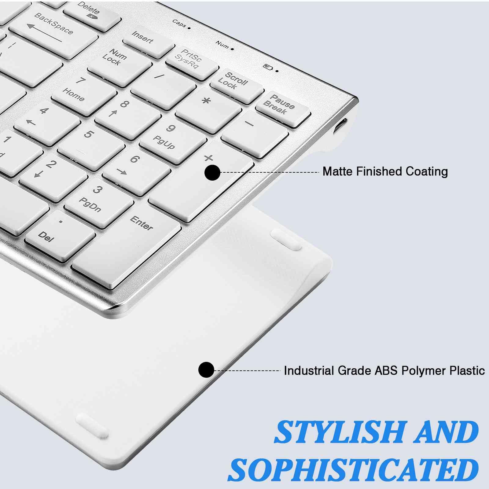 Rechargeable Wireless Keyboard Mouse, UrbanX Slim Thin Low Profile Keyboard and Mouse Combo with Numeric Keypad Silent Keys for HP Pavilion 15.6" Laptop - White 4