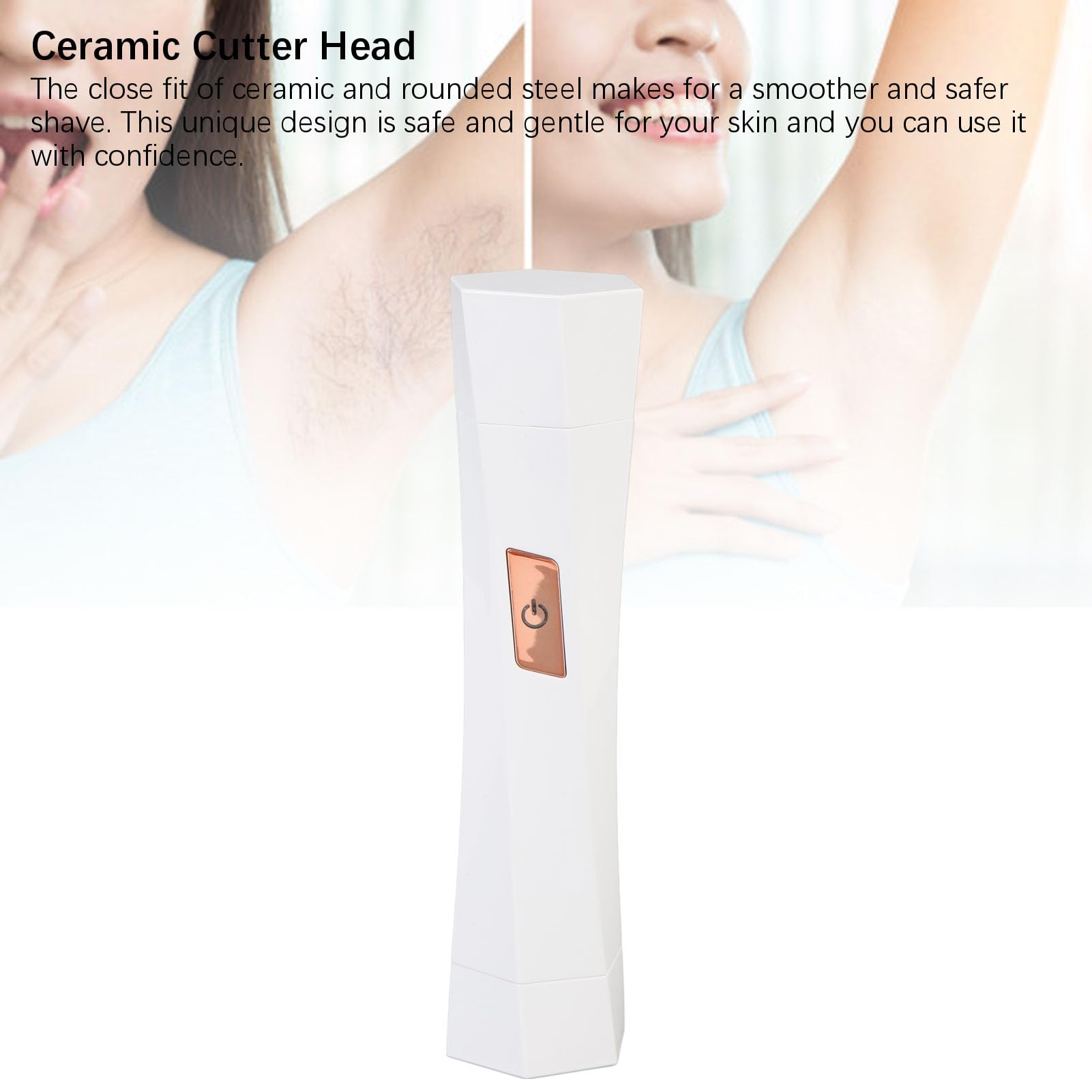 Electric Lady Clipper, Hair Removal Device, 2 in 1 Hair Trimmer for Women with Ceramic Shaving Head, 5