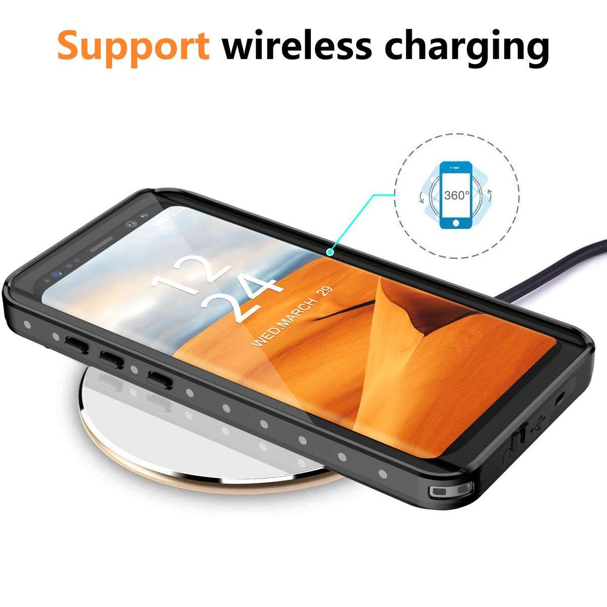 TOMSTORE Samsung Galaxy S8 Waterproof Case, Full Body Sealed Protection with Built-in Screen Protector IP68 Waterproof Dustproof Shockproof Underwater Protective Cover for Samsung Galaxy S8 (Black) 6