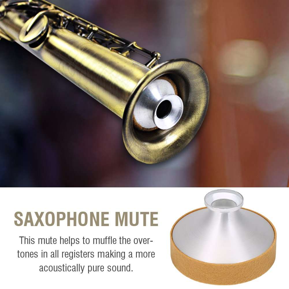 Tenor Sax Mute Eujgoov Aluminum Alloy Saxophone Sound Dampener Silencer Accessory for Tenor Saxophone 4