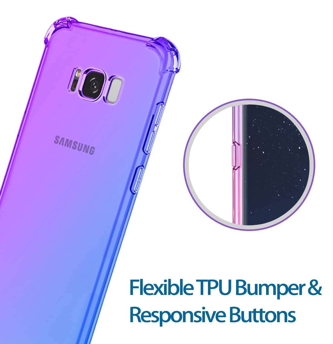 KOARWVC Case for Galaxy S8 Plus Case, Samsung S8+ SM-G955U Case, Crystal Clear Case Gradient Slim Anti Scratch TPU Shockproof Protective Phone Cases Cover for Samsung Galaxy S8 Plus (Purple/Blue) 3
