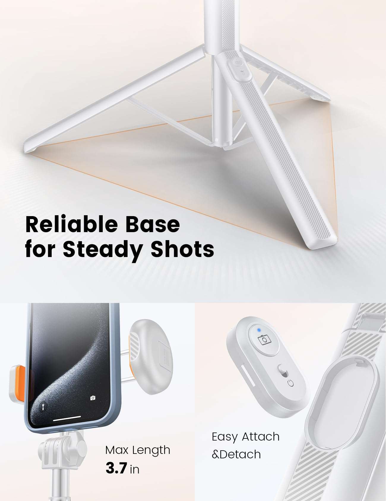 ANXRE 71" Phone Tripod, NT79 Extendable Selfie Stick with 1/4" Camera Mount for Cell Phone＆Camera, Phone Tripod Stand Holder with Remote Compatible with iPhone Android, Camera (White) 4