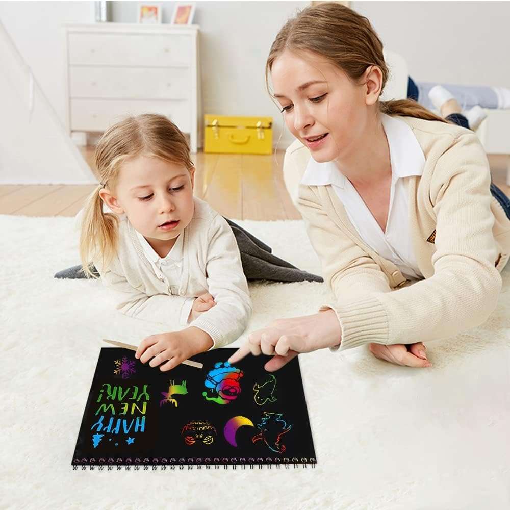 Velocious® Rainbow Scratch Art Note Pads – 10-Pack, 10 Pages Each, 5.5" x 4" Magic Drawing Books for Kids, Travel Activity, Arts & Crafts 6