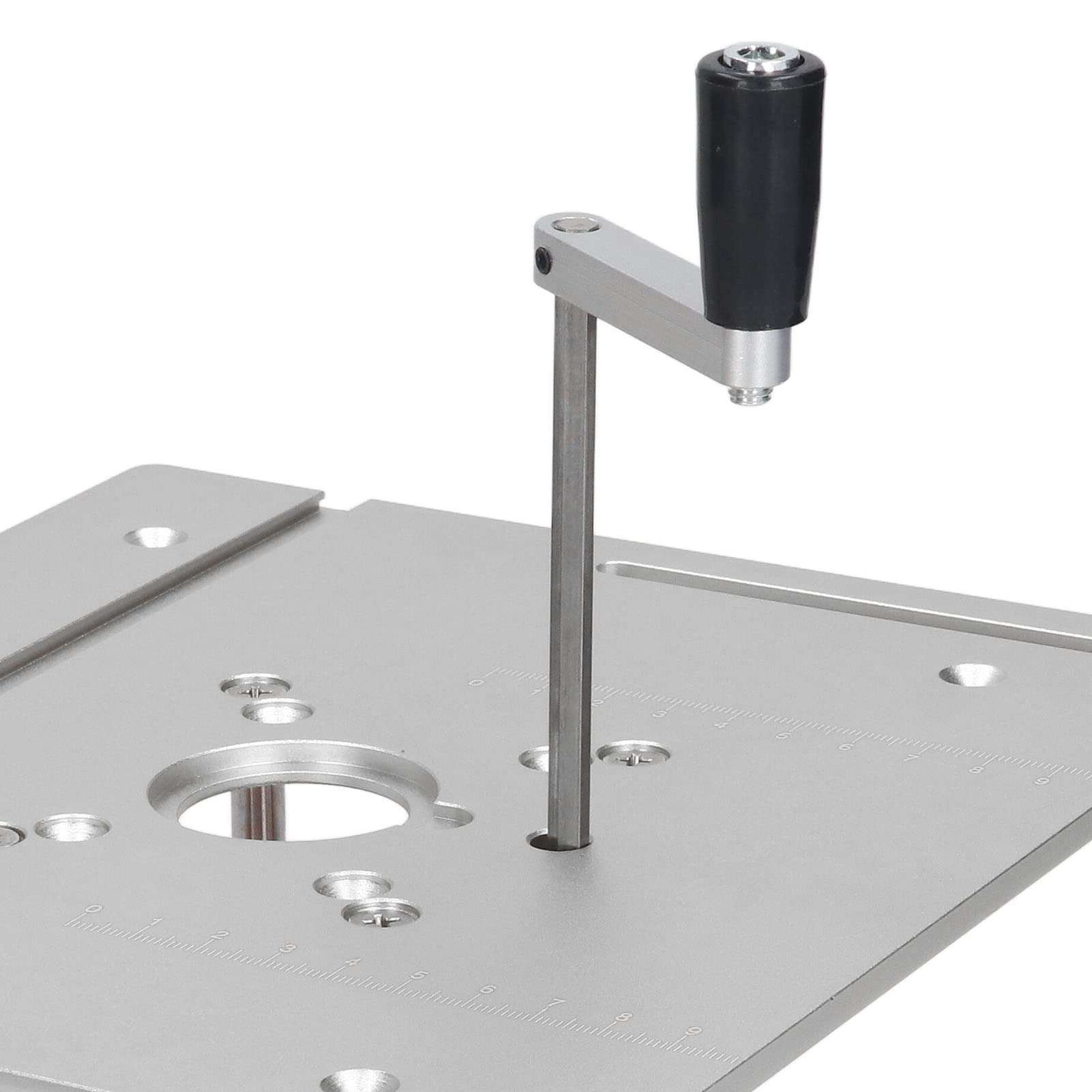 Router Lift, Manual Lifting Router Lift System Kit Router Table Saw Insert Base Plate for Trimming Machines with Motor Diameter Between 64~66mm / 2.52~2.6in (Sliver) 4