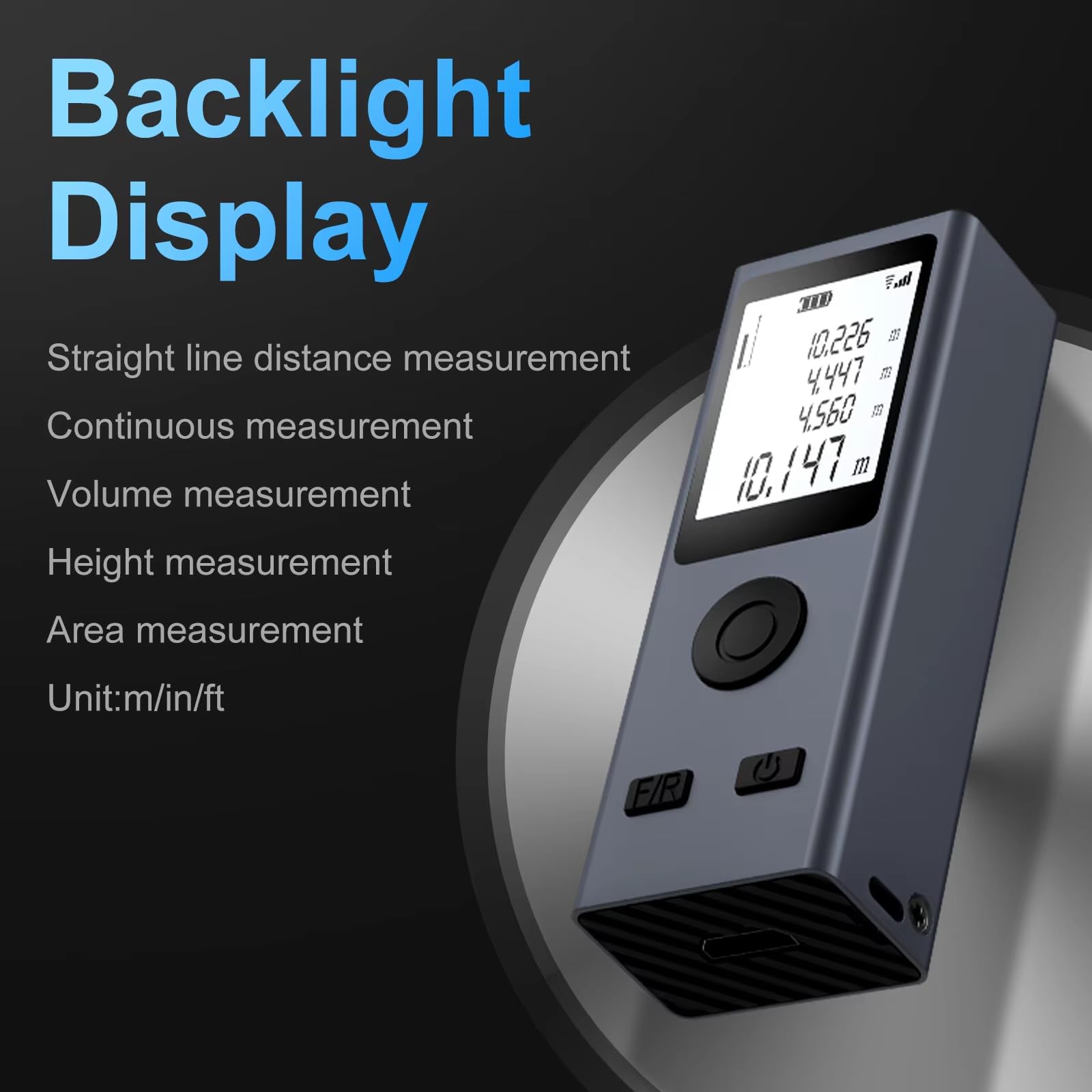 Rangefinder Laser Distance Measuring Device | 98ft Range | Digital Range Finder USB Rechargeable | ±0.078mm Accuracy, HD Backlit Portable Laser Tape | Handheld Smart Measure Device m/in/ft (30M/98ft) 6