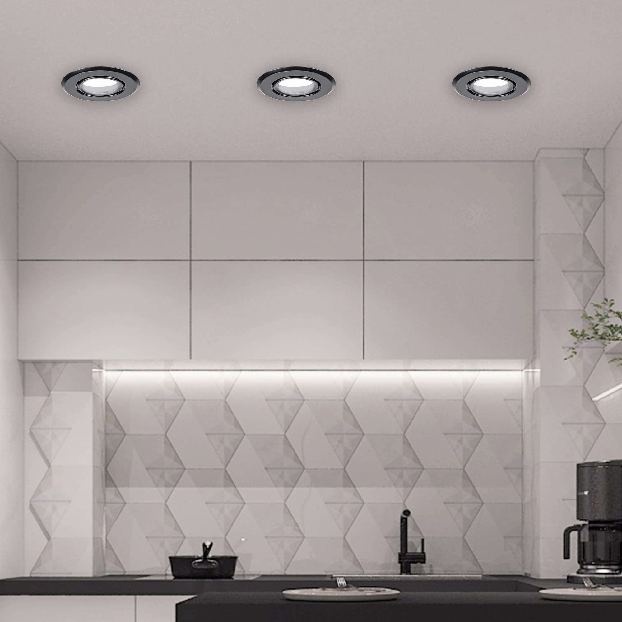 Swivel Spot Light Fixture Halogen LED MR16 Flush Mounting Bracket Bulb Holder MR16 Bathroom Under Cabinet Counter Housing Recessed Lighting GU5.3 Socket Wiring Dimmable (Matte Black) Pack of 10 4