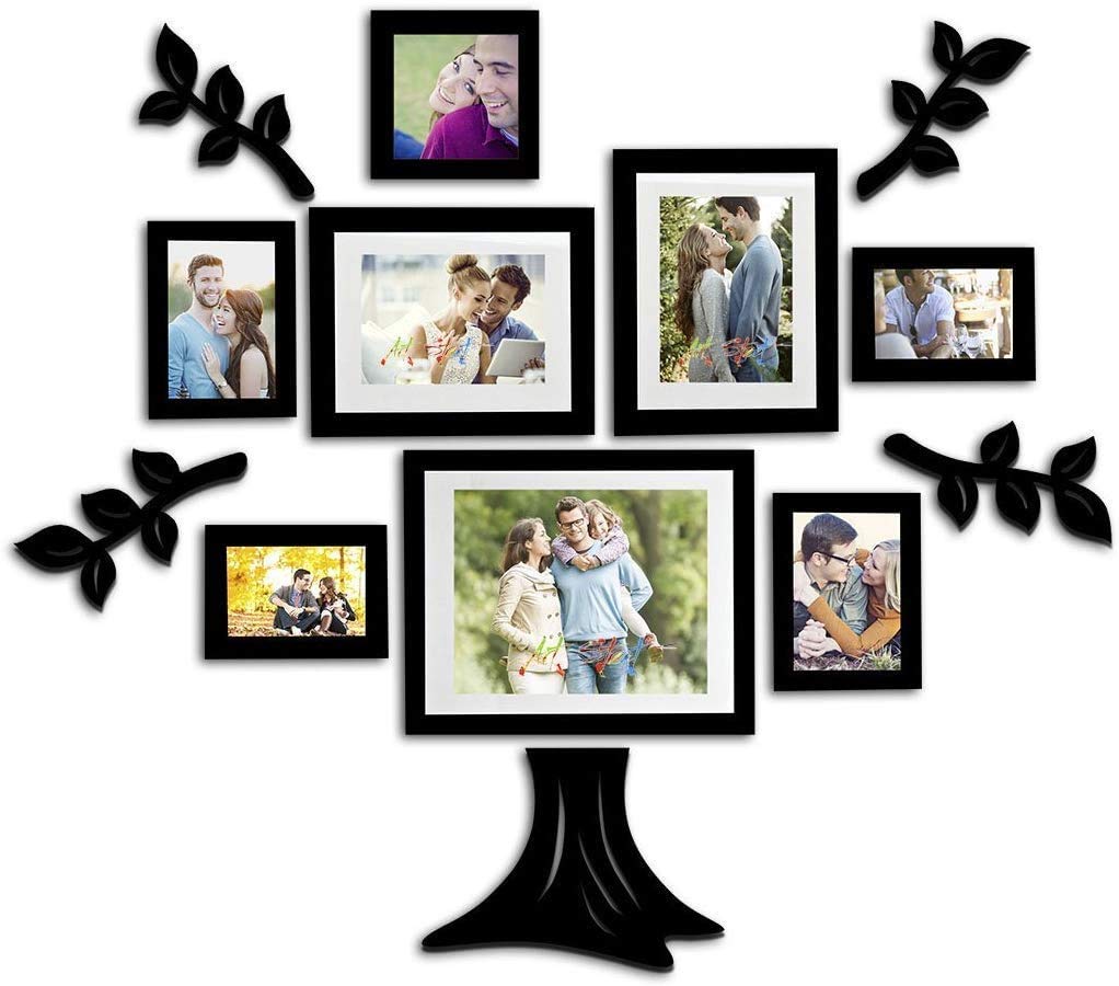 Art Street Family tree set of 8 individual wall photo frame with MDF plaque (Leaf and Trunk) 1