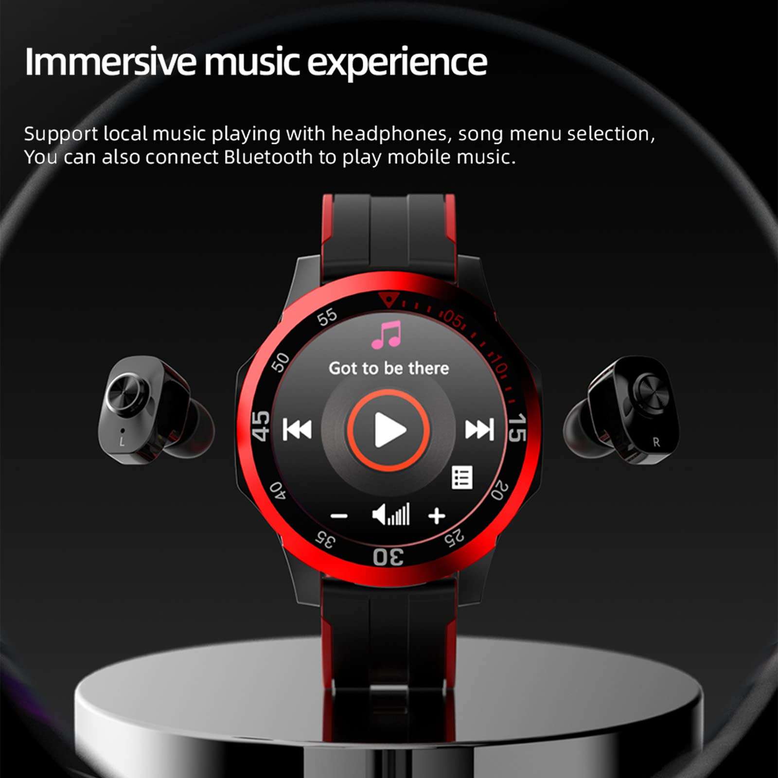 Smart Watch with Bluetooth Headset Mp3, 3in1 Smartwatch Wireless Earphone, 1.28 in Touch-HD Screen,Call Fitness Watch with Blood Pressure Heart Rate Sleep Monitor for Android iOS 6