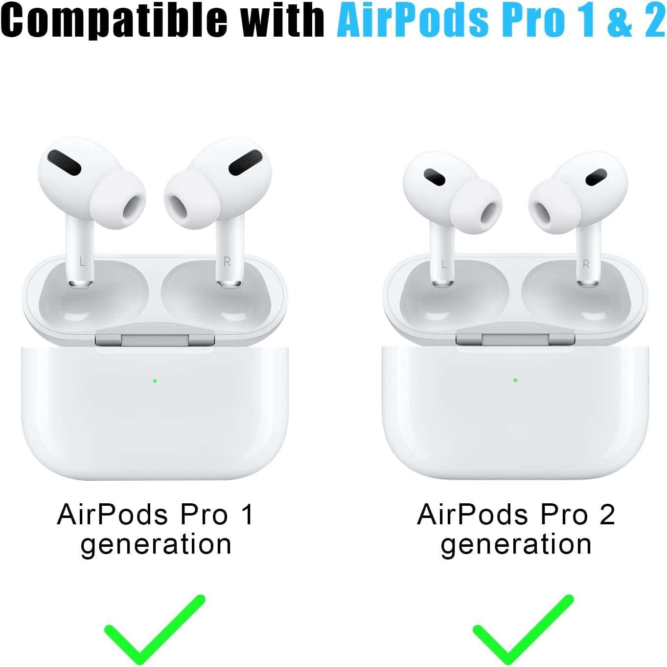 Sounce Silicone Replacement Ear Tips for Apple AirPods Pro 2 & Airpods Pro, Anti-Slip Eartips, Tighter Seal, Fits in The Charging Case, (Medium Size) (1 Sets, 2Pc) - White 5