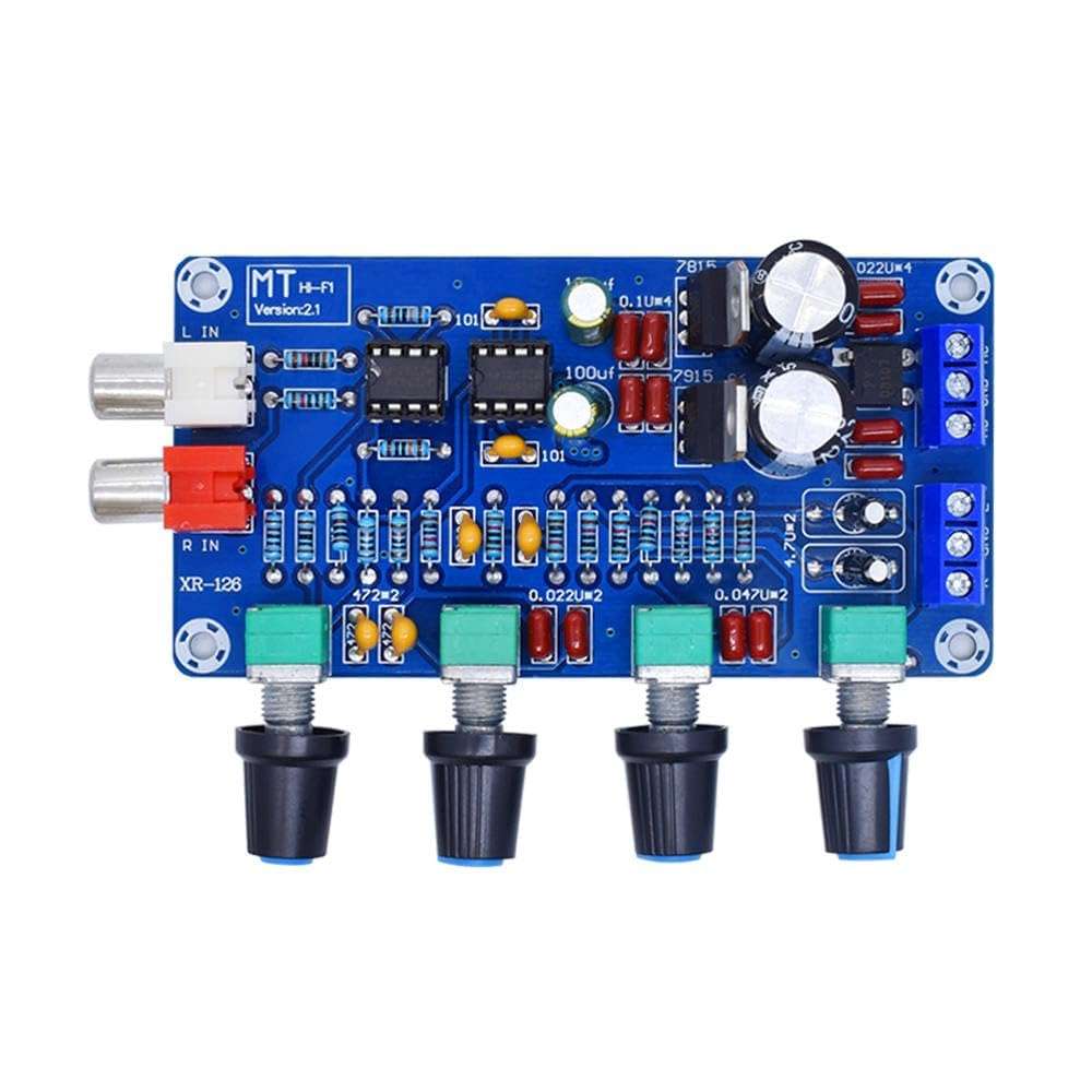 XH-M164 HiFi NE5532 OP-AMP Tone Control Board with Preamp Volume Bass Treble Midrange Equalizer Dual AC 15V Power Input Low Noise Audio Amplifier Module for DIY Audio Projects 5
