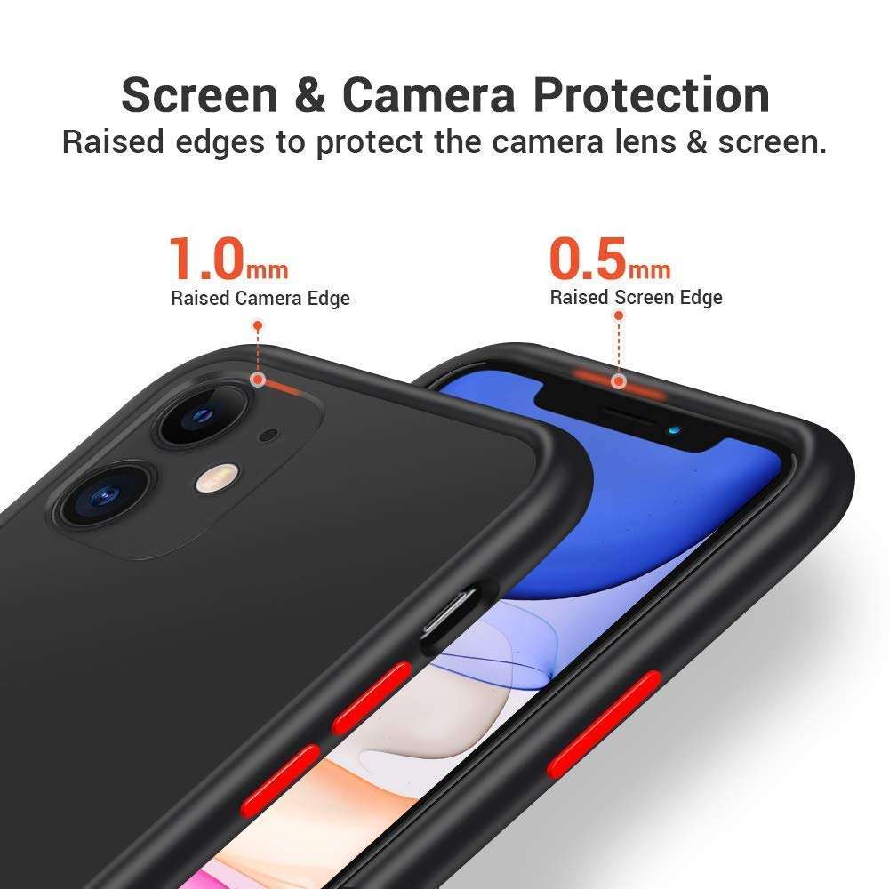 TRENDYTHINK Transparent Shockproof Camera Protection Smoke Cover Translucent Matte Soft TPU Pouch Case Smoke Case for (Black, I Phone 11) 4