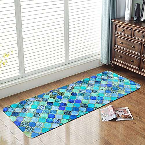 WODEJIA Bath Rugs Sponge Foam Soft for Bathroom and Kitchen,Flannel Mat Non Slip Bright 3D Printed for Bedside and Living Room,Clearance MatS Absorbent Moisture Dust Forlaundry Room（Blue Morrog 5