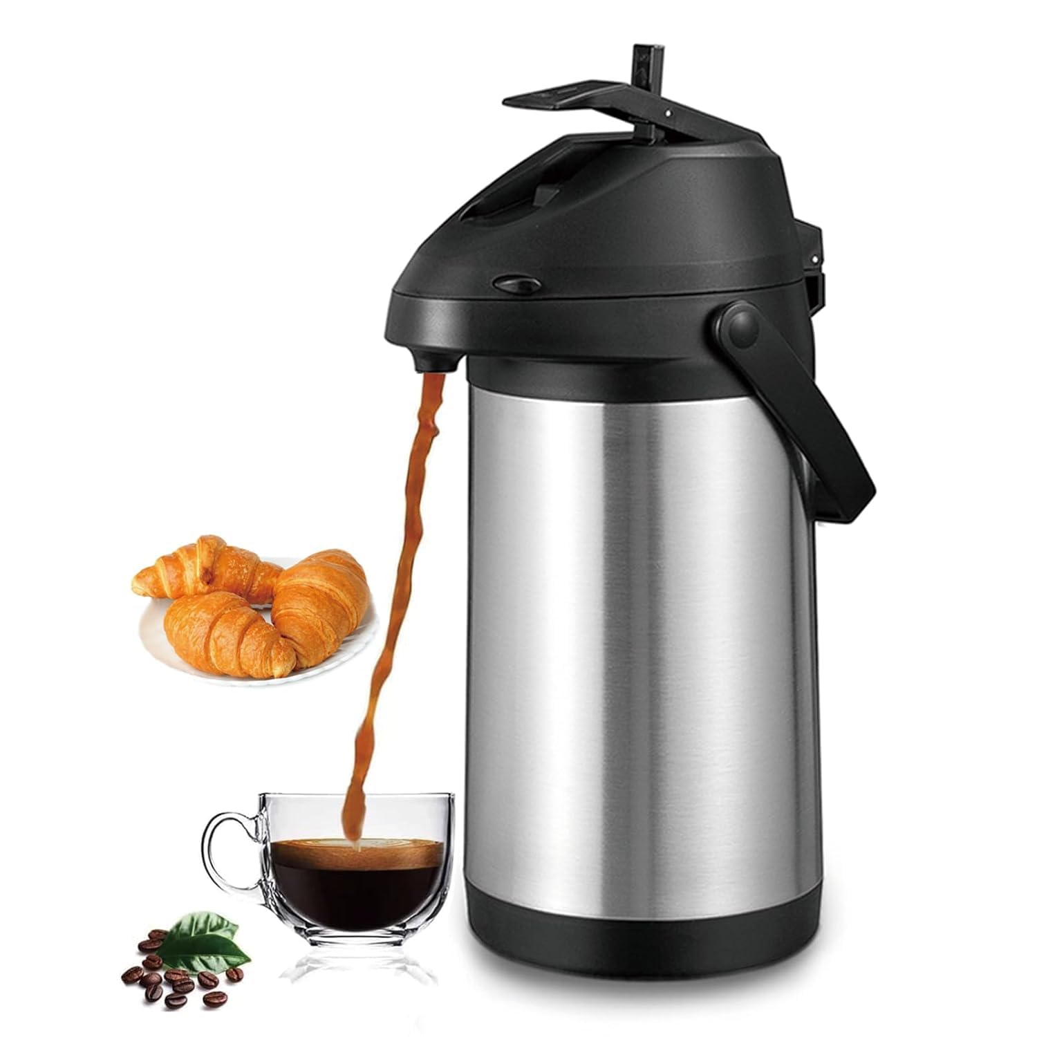 Matiko Coffee Carafe for Keeping Hot - 102OZ / 3L Airpot Coffee Dispenser with Pump - Large Coffee Carafe for Hot Drinks Tea Liquid - Insulated Stainless Steel Hot Water Beverage Urn for Parties