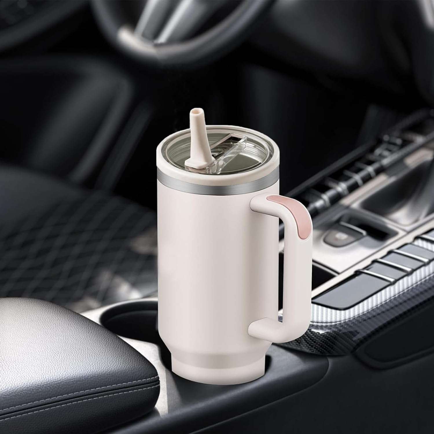 2PCS 40 Oz Tumbler Lid Replacement Fit for Stanley Cup, Flip Straw Lid, Spill Proof and Leak Resistant (Black) 6