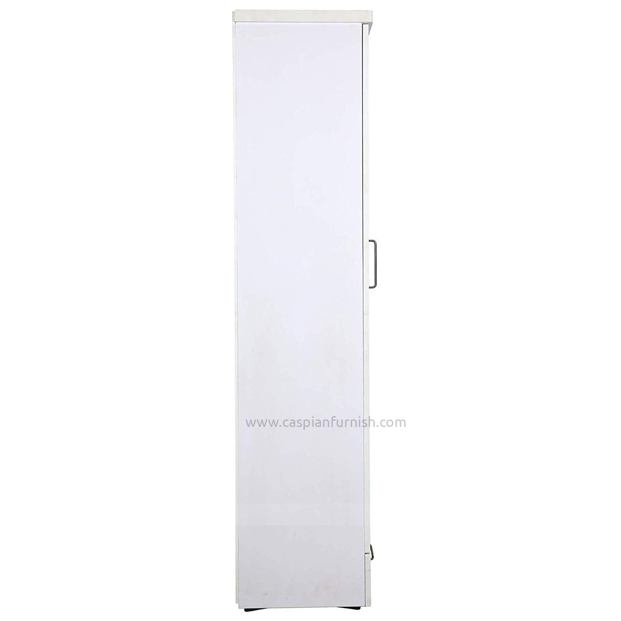 CASPIAN Engineered Wood Single Door Wooden Wardrobe (White) | Pre-Assembled Furniture with Dressing Mirror | Cupboard/Almirah for Bedroom Clothes Storage Organizer with 3 Shelves, Key Lock, Drawers 4