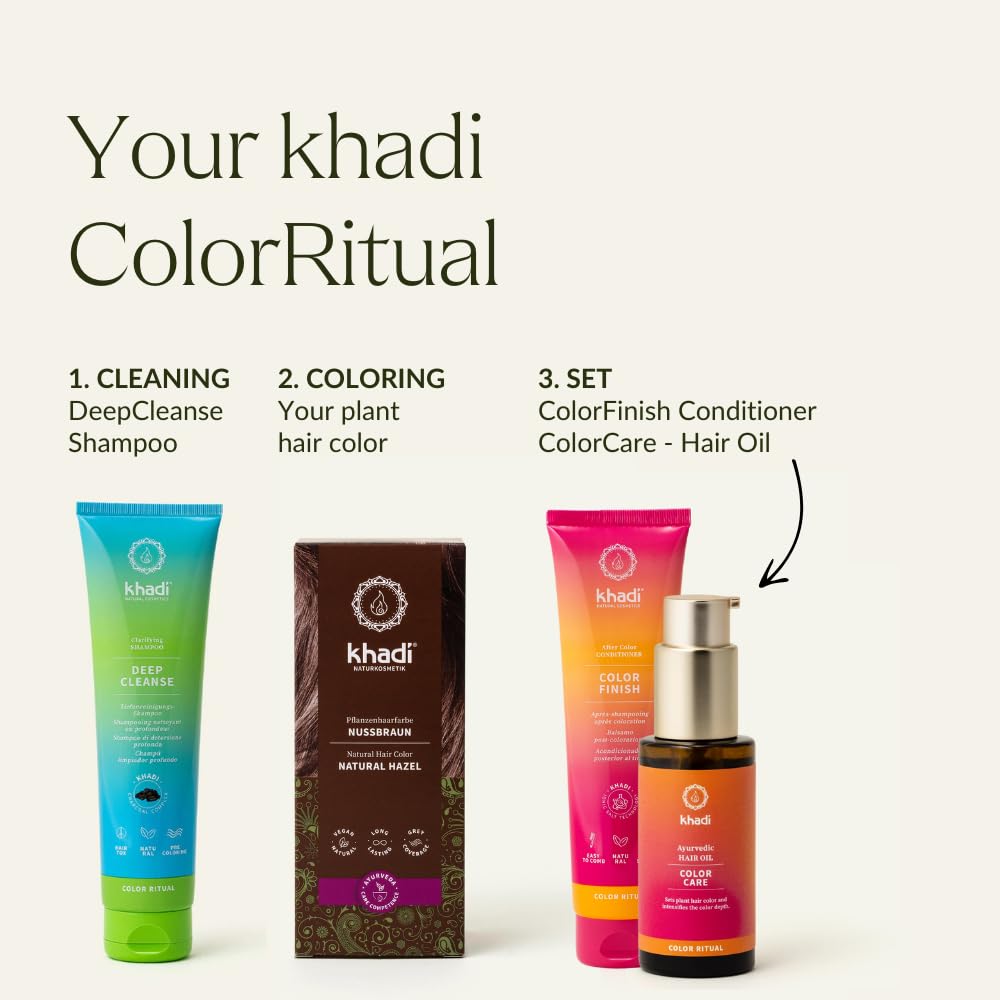 khadi NATURAL HAZEL Natural Hair Color - Hair Color for shiny to rich chocolate brown - plant hair color - 100% herbal & natural - 3.5 oz 6