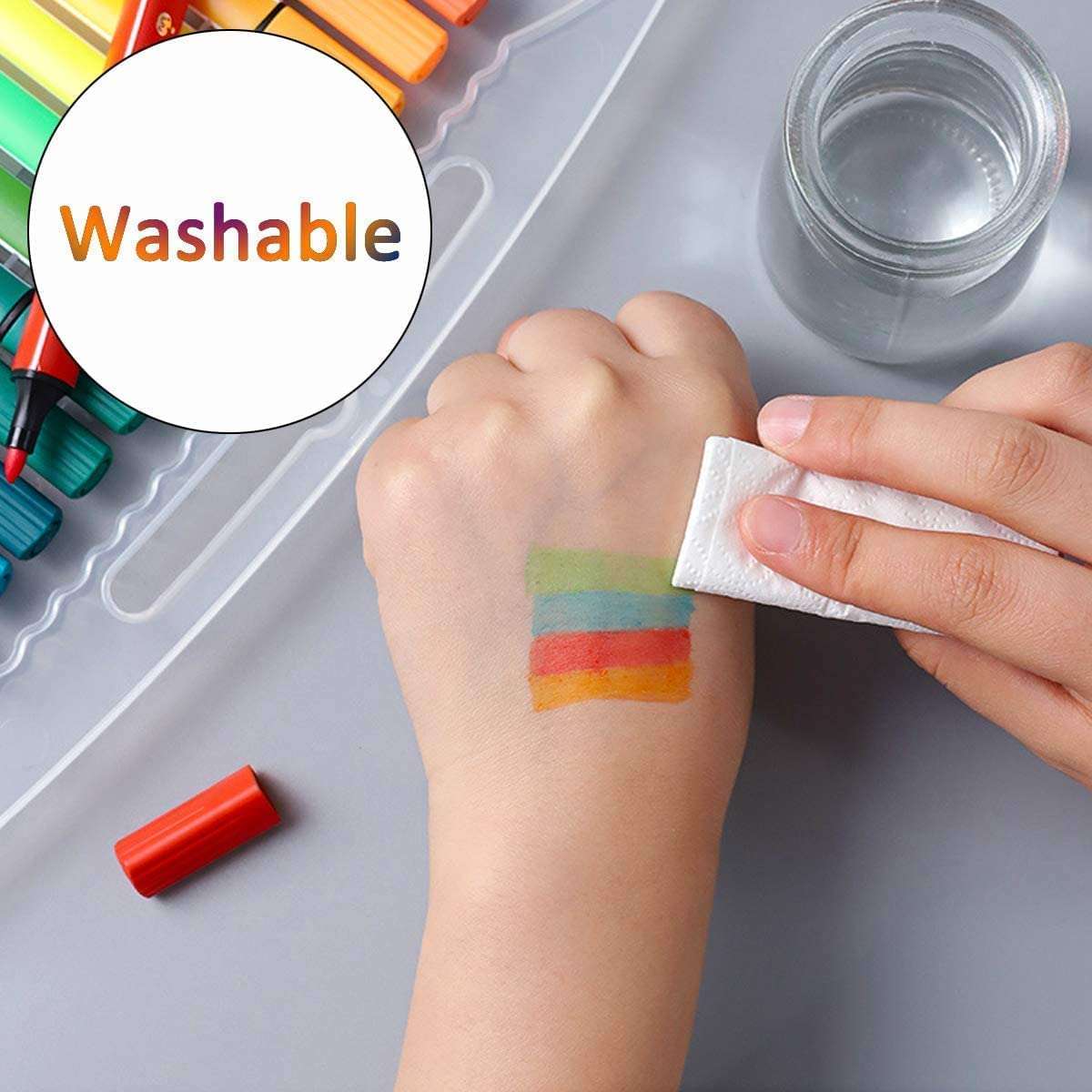 NIRLABH Washable Watercolor Pens Set - 48 Pcs Coloring Kit Art Markers Color Sketch Pens Set Kids Artists Sketching Drawing Materials Craft Supplies Return Gift 4