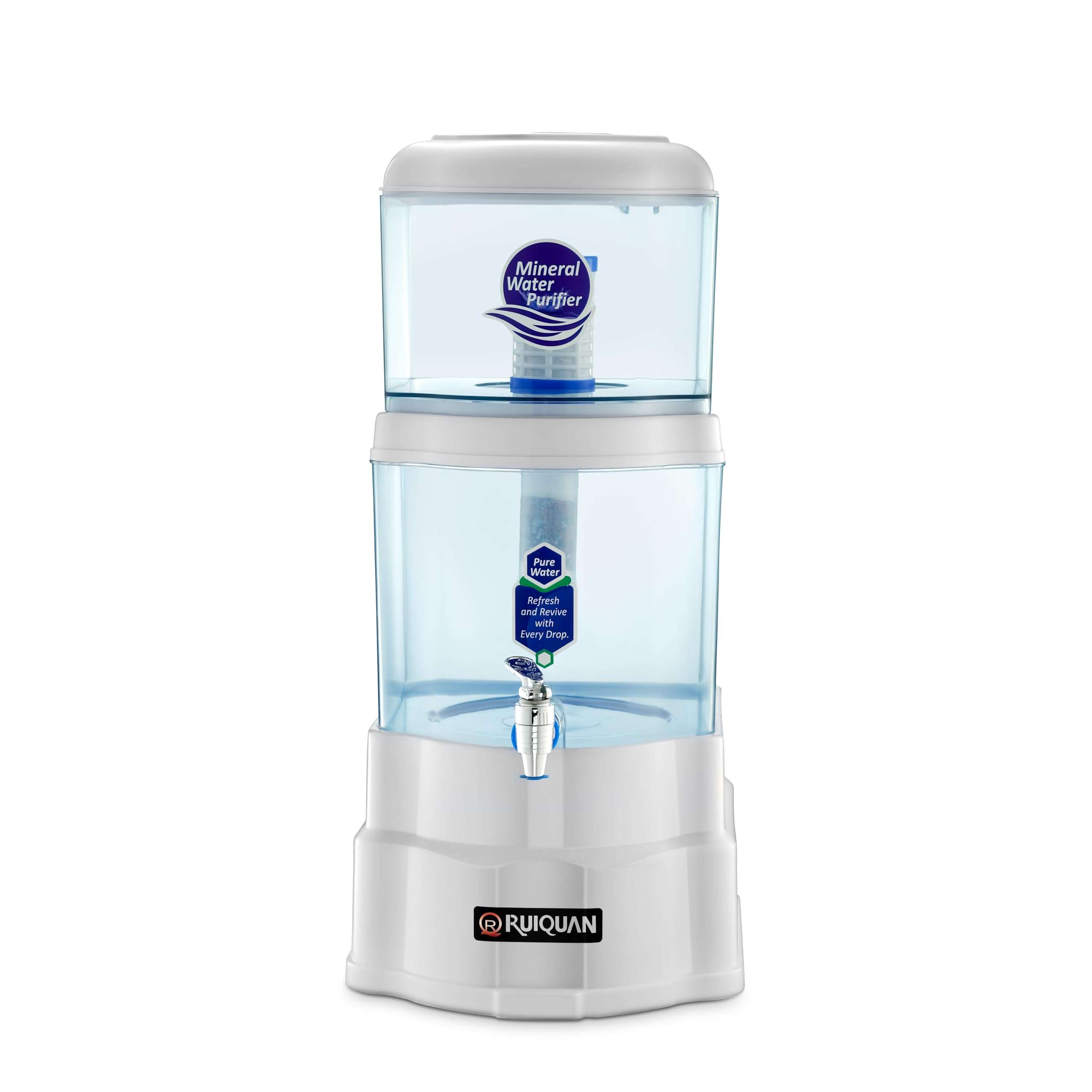 Ruiquan Gravity Water Purifier White| 18L Storage & UF Technology Based non electric water purifier for home (WHITE) 1