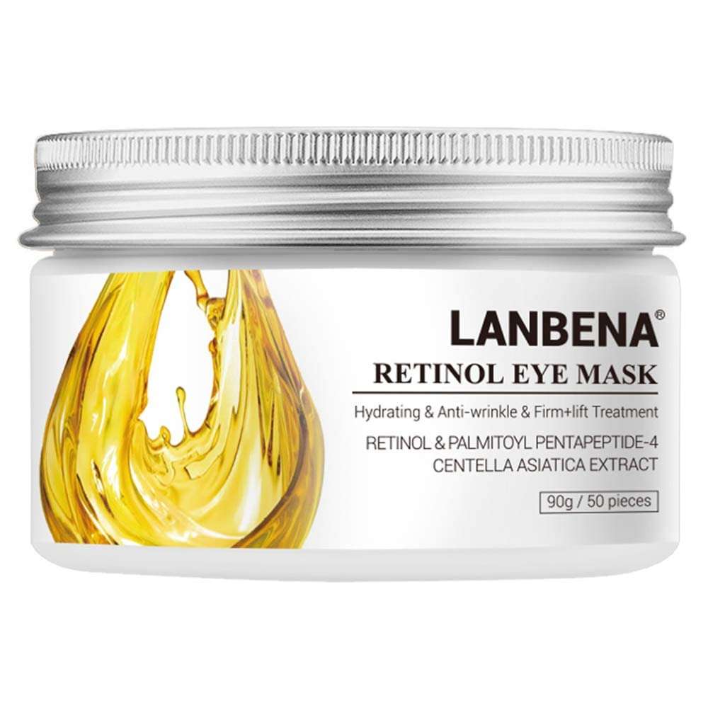 LANBENA Eye Mask Sheet Hyaluronic Acid Eye Serum Patches Vitamin C Pad for Reduces Dark Circles Bags and Eye Lines Repair Skin Nourish Firming Skin (90g/50 pieces) (Gold) 1