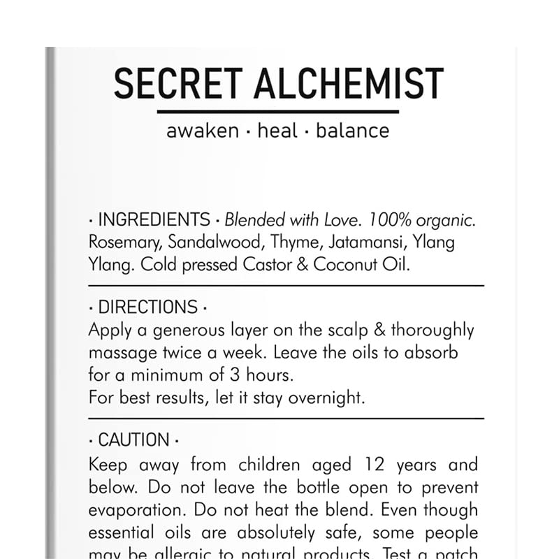 Secret Alchemist Aromatherapy Nourish Essential Hair Growth Oil for Men and Women | Ultra-Pure Blends of Undiluted Castor Oil and Coconut Oil with Rosemary, Sandalwood, and Ylang Ylang - 50ml (Pack of 1) 3