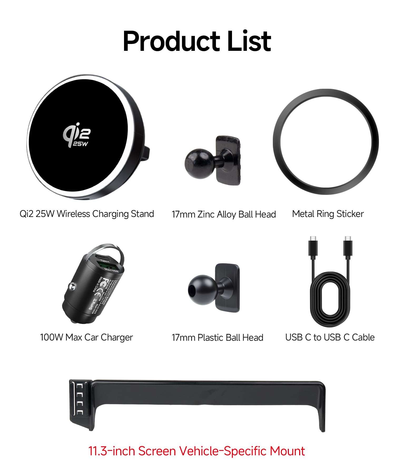 MaserWeller Qi2.2 Max 25W Fast Wireless Car Charger Phone Holder for 2024-2026 Honda Prologue/2024-2025 Acura ZDX 11.3-Inch Screen, Magnetic Phone Mount Compatible with MagSafe 6