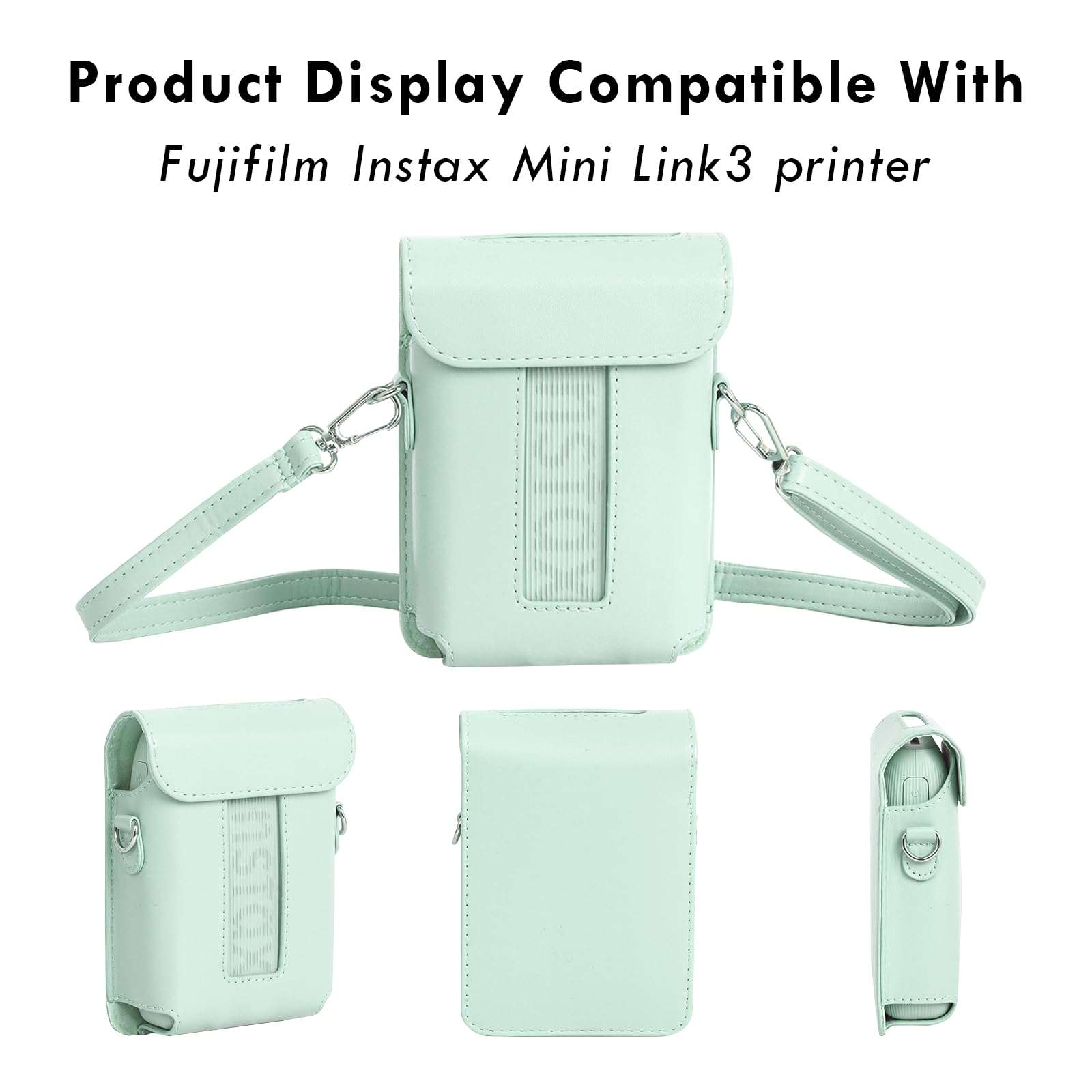 Rieibi Mini Link 3 Case - Protective Case For Fujifilm Instax Mini Link 3 Smartphone Printer, Cover For instax mini Link3 case with Shoulder Strap, For Smartphone Printer PU case 3