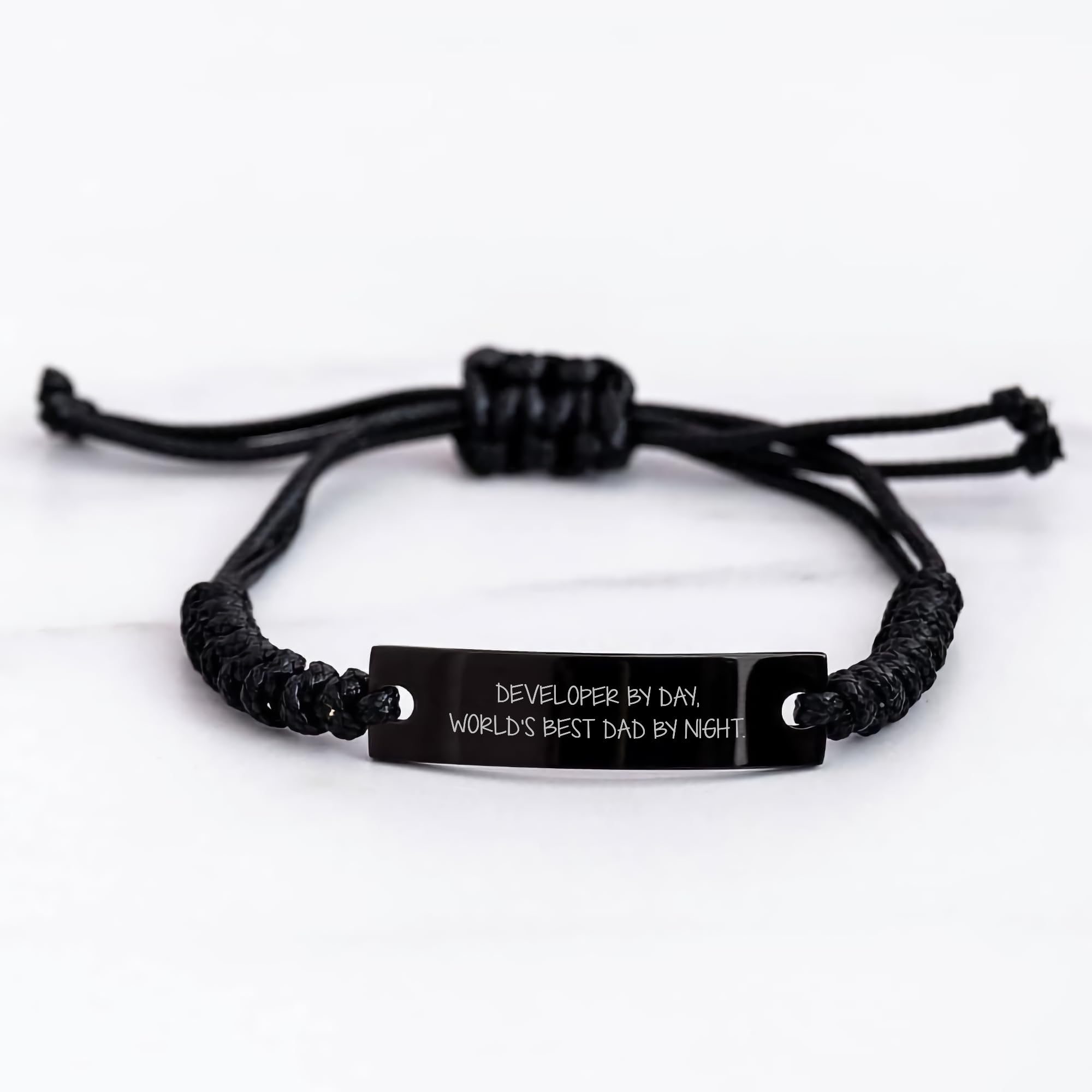 Developer By Day, World's Best Dad By Night, Dark Rope Adjustable Birthday Unique Gift for Developers - Unique Men's Accessory from Best Dads 4