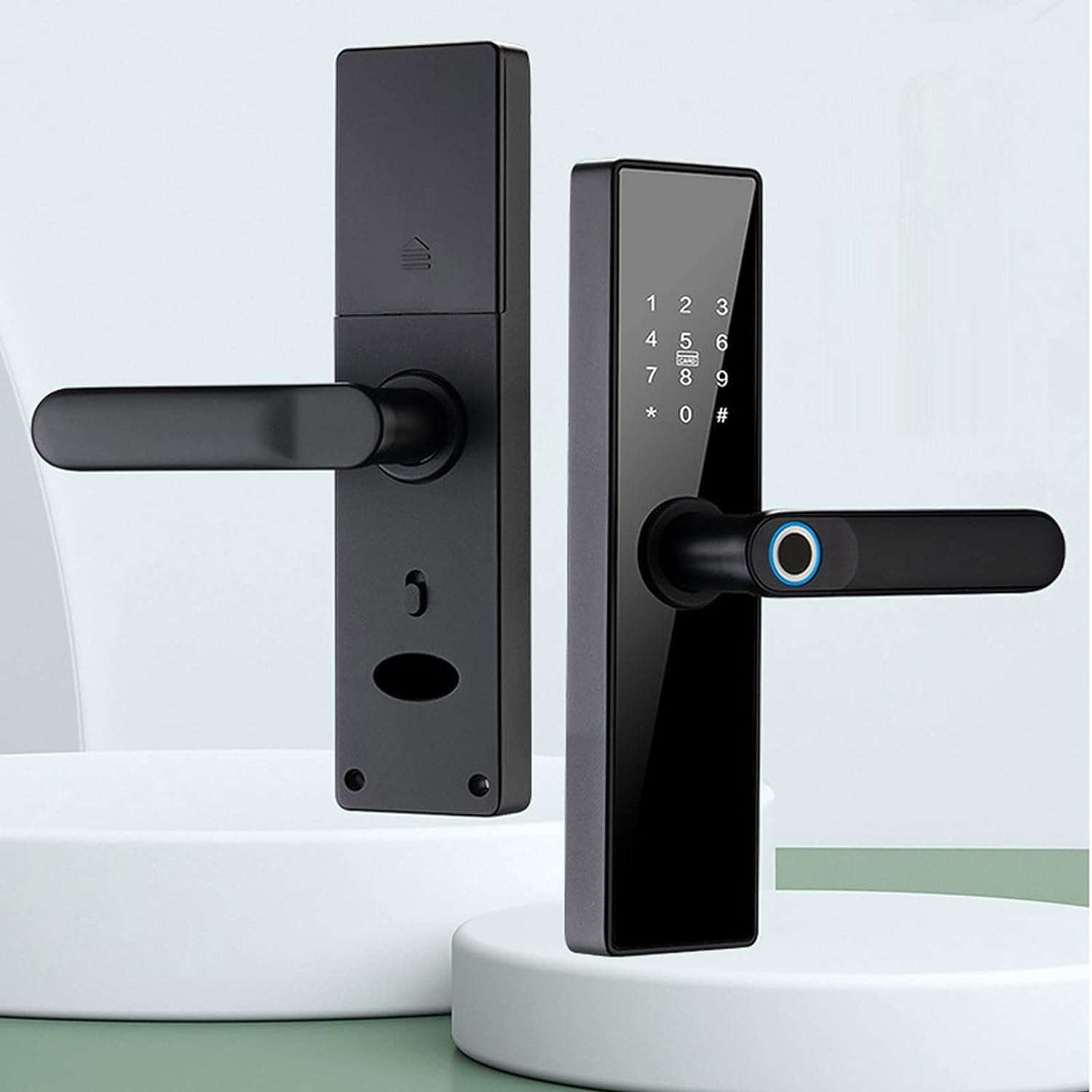 Delavala Tuya Smart Door Lock 5 Ways Unlocking Voice WiFi Biometric APP Fingerprint Door Handle Digital Keyless Password RFID Unlock for Home Security 1