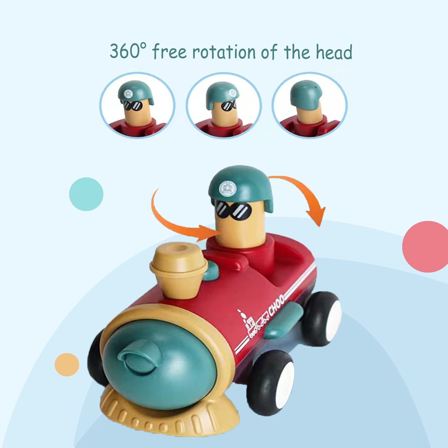 Wallxin 4 Pack Friction Powered Vehicles Cars Toy Push and Go Back for Toddlers Baby Boys Girls 1 2 3 Years Old Gift (Car,Train,Boat,Airplane) 4