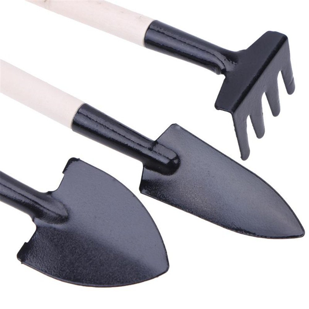 3 Pieces Mini Spade Shovel Harrow Gardening Tool Set Potted Plants Maintenance Suit with Wooden Handle Garden Tool for Indoor houseplant(3 Pack) 4