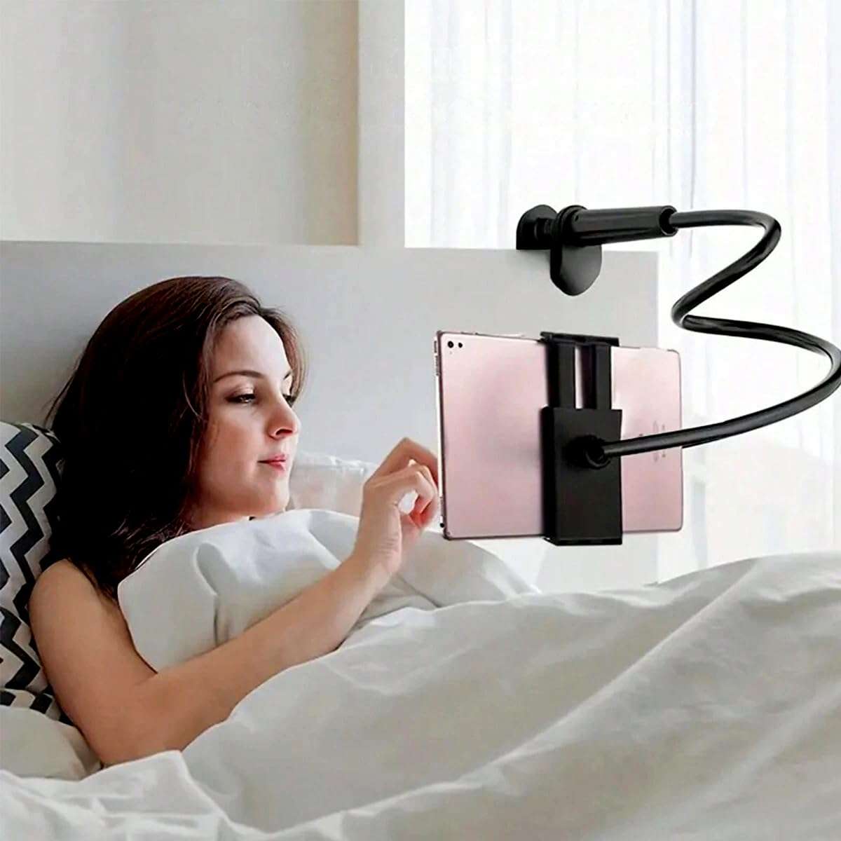JAZLOG Mobile Phone & Tablet Stand - Slouchy Stand Bedside Clip - Universal Mobile Phone Tablet Support - Fixed Clip Long Flexible 360 Clip Universal Desktop Tablet Cell Phone Holder 1