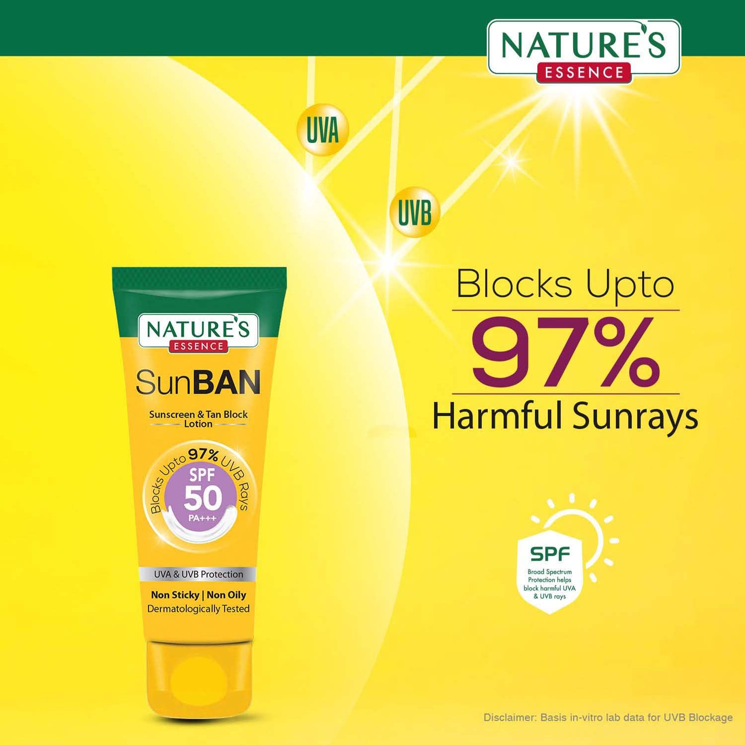 Nature's Essence SunBan SPF 50 PA+++ Sunscreen & Tan Block Lotion, 30ml 3